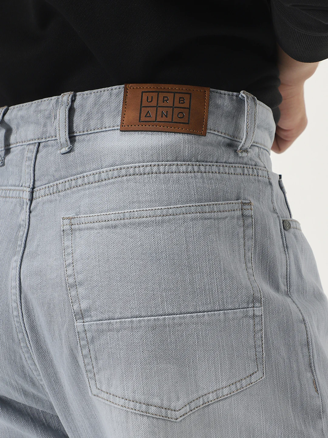 Men's Ice Grey Loose Baggy Fit Washed Denim Jeans Non-Stretchable - Image 6