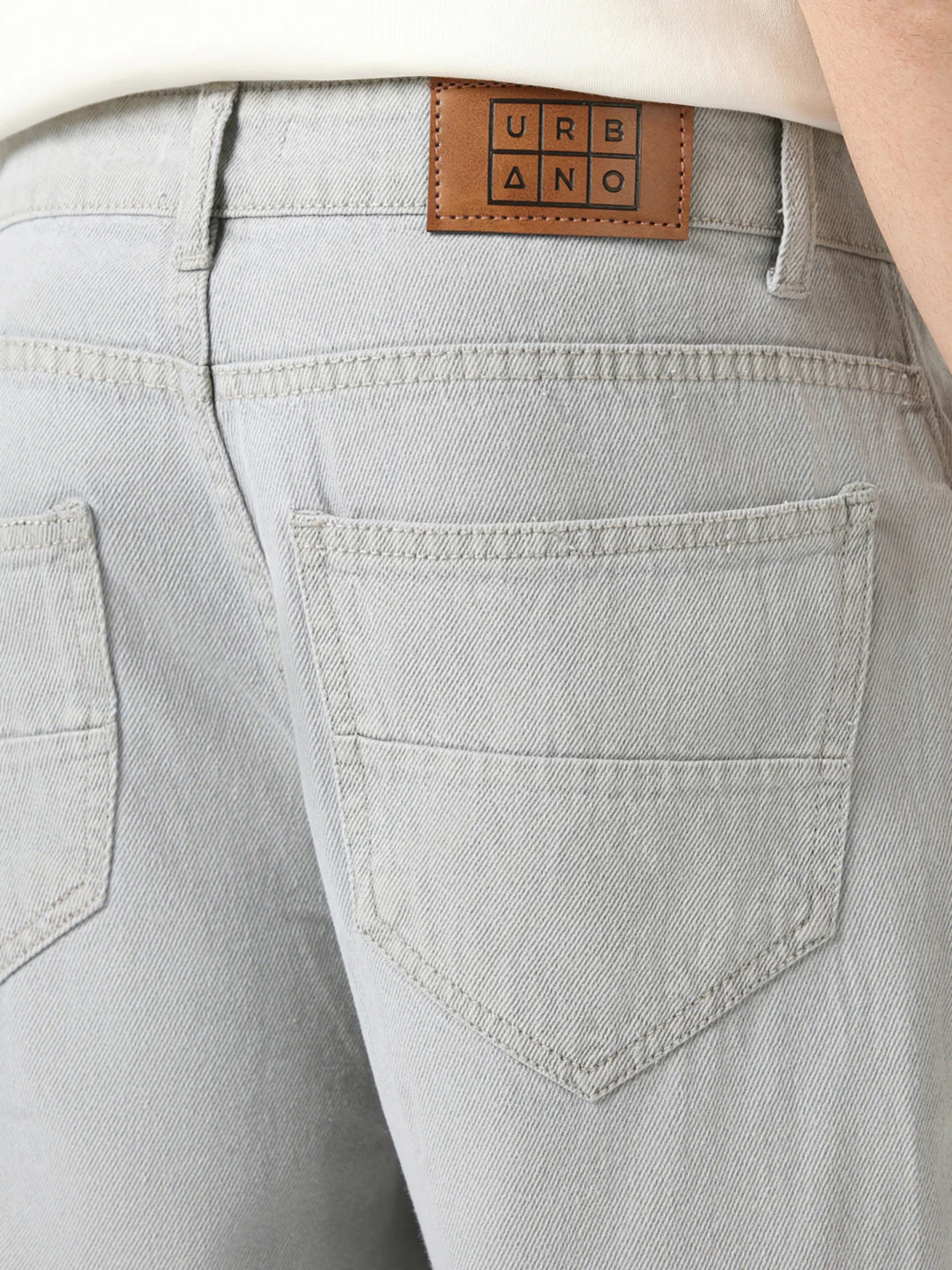 Men's Ice Grey Loose Baggy Fit Washed Jeans Non-Stretchable - Image 7