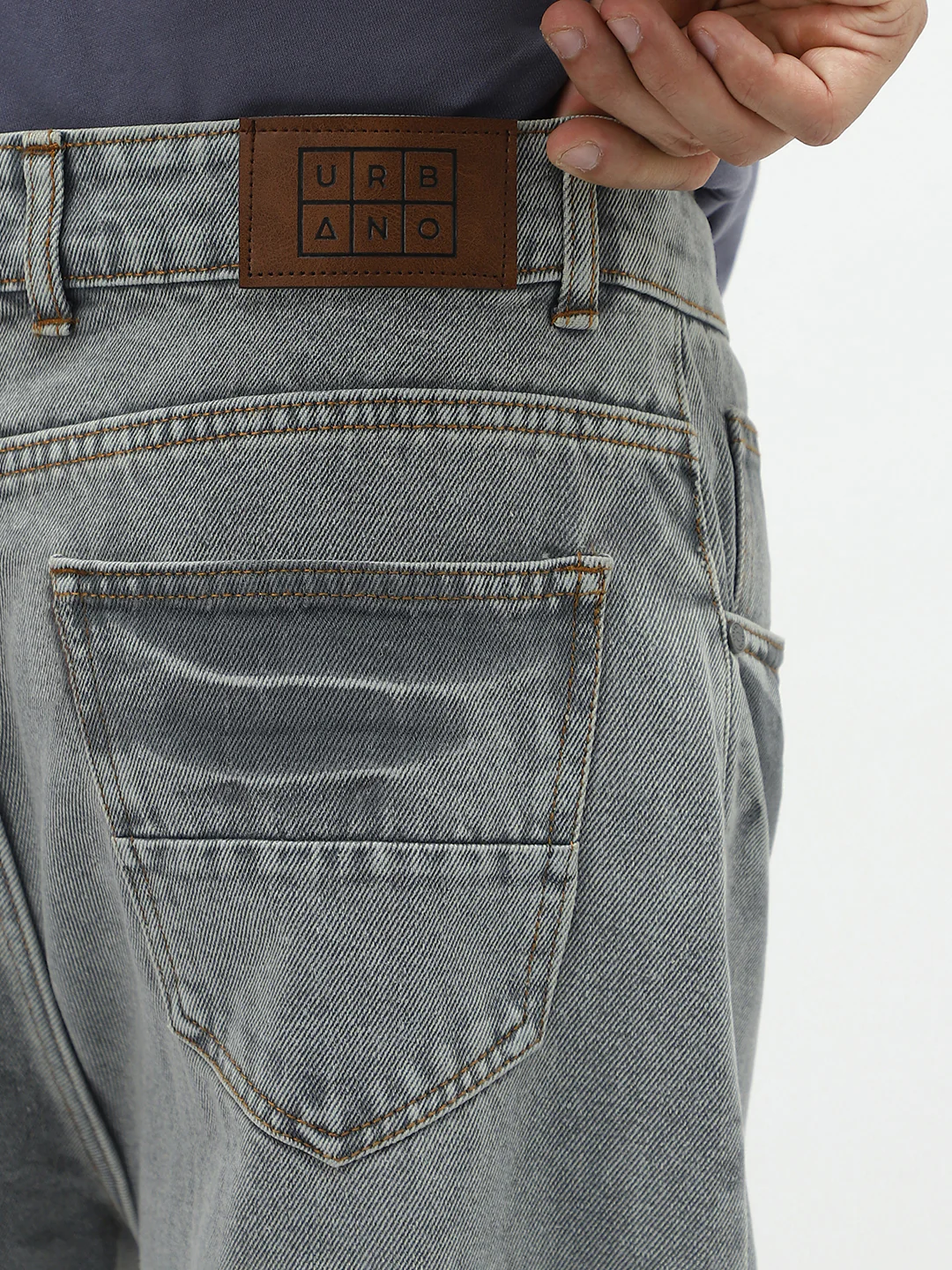 Men's Ice Grey Loose Baggy Fit Washed Jeans Non-Stretchable - Image 5
