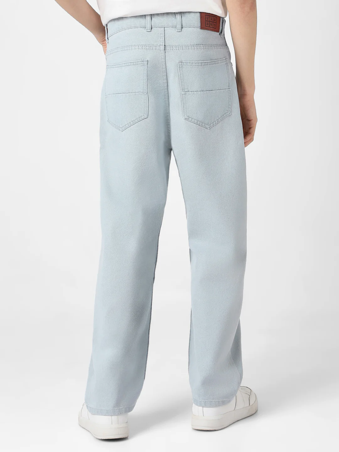 Men's Ice Grey Loose Baggy Fit Washed Jeans Non-Stretchable - Image 4