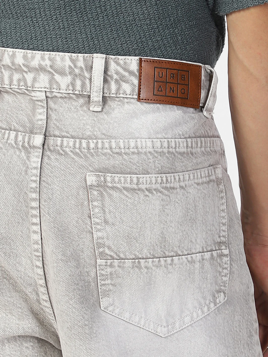 Men's Ice Grey Loose Baggy Fit Washed Jeans Non-Stretchable - Image 5