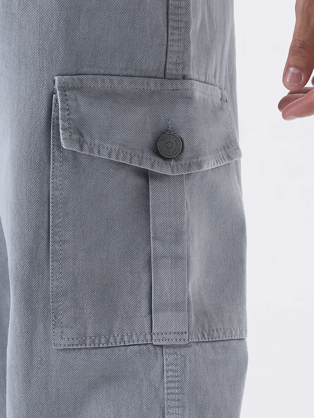 Men's Ice Grey Loose Fit Cargo Jeans with 6 Pockets Non-Stretchable - Image 6