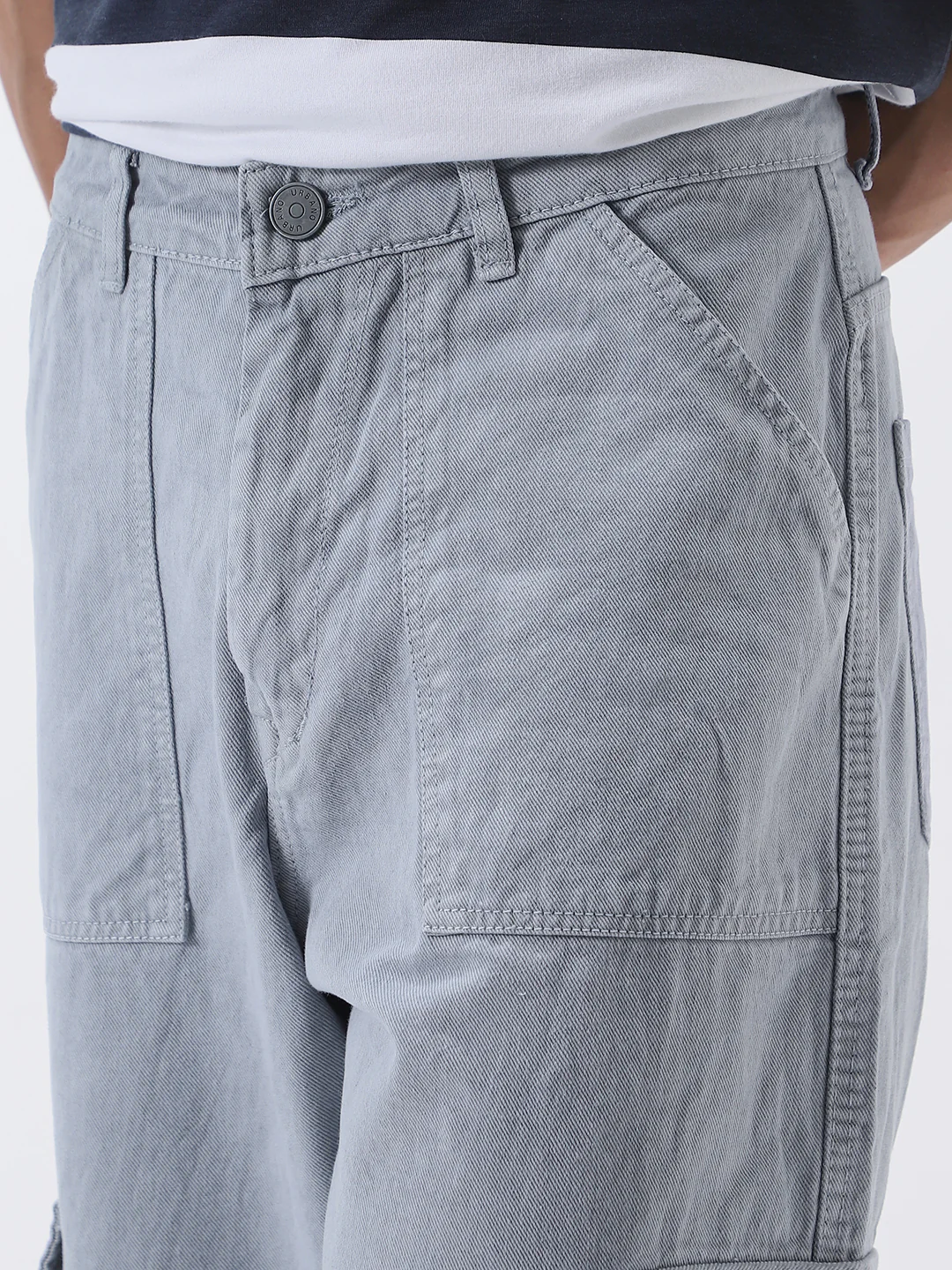 Men's Ice Grey Loose Fit Cargo Jeans with 6 Pockets Non-Stretchable - Image 7