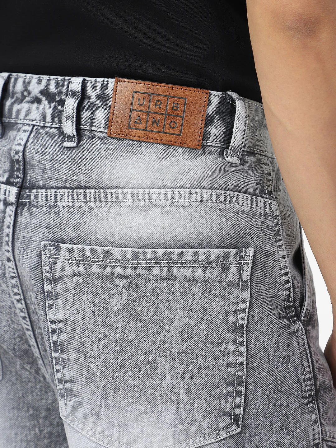 Men's Ice Grey Loose Baggy Fit Washed Cargo Jeans with 7 Pockets Non-Stretchable - Image 5