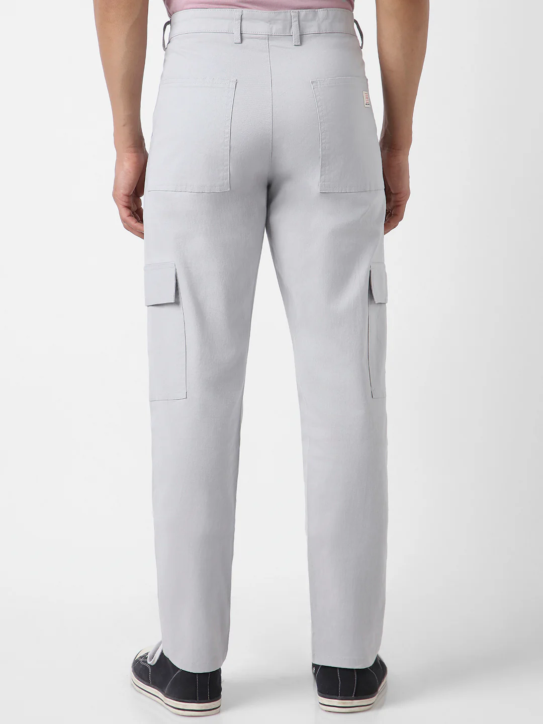 Urbano Fashion Men's Ice Grey Regular Fit Solid Cargo Chino Pant with 6 Pockets Stretchable - Image 3