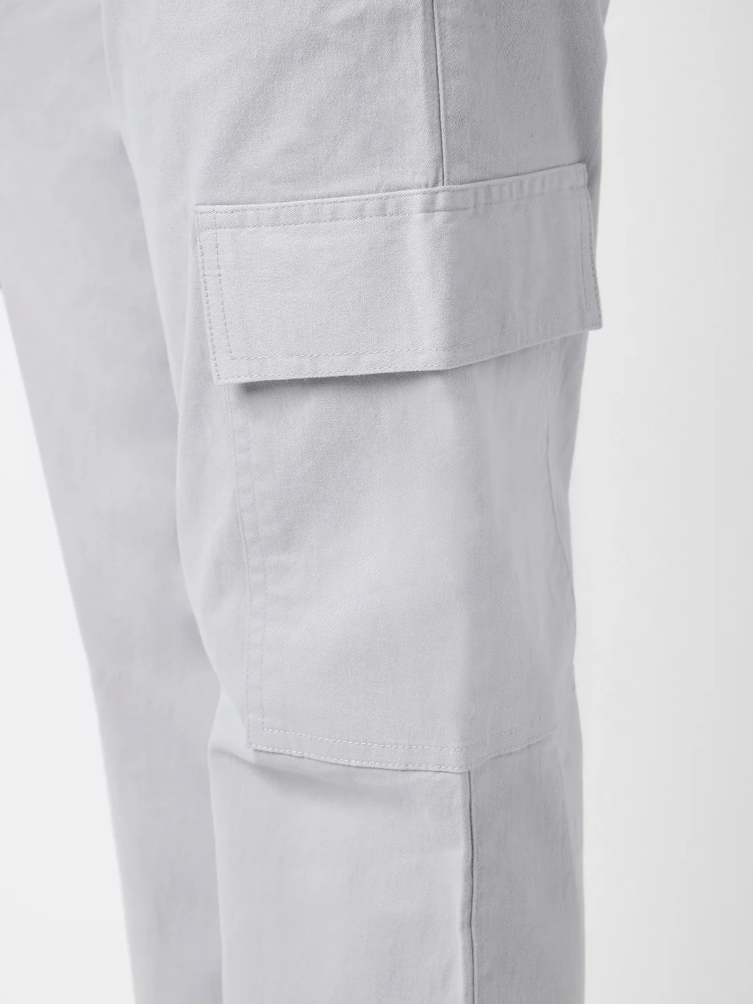 Urbano Fashion Men's Ice Grey Regular Fit Solid Cargo Chino Pant with 6 Pockets Stretchable - Image 5