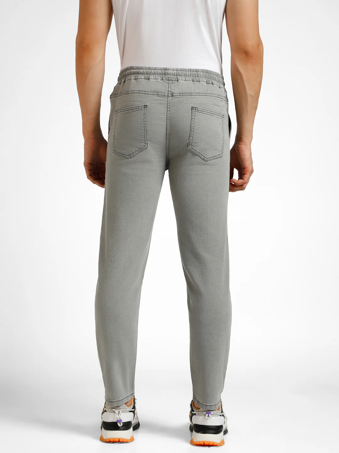 Men's Ice Grey Regular Fit Washed Jogger Jeans Stretchable - Image 3