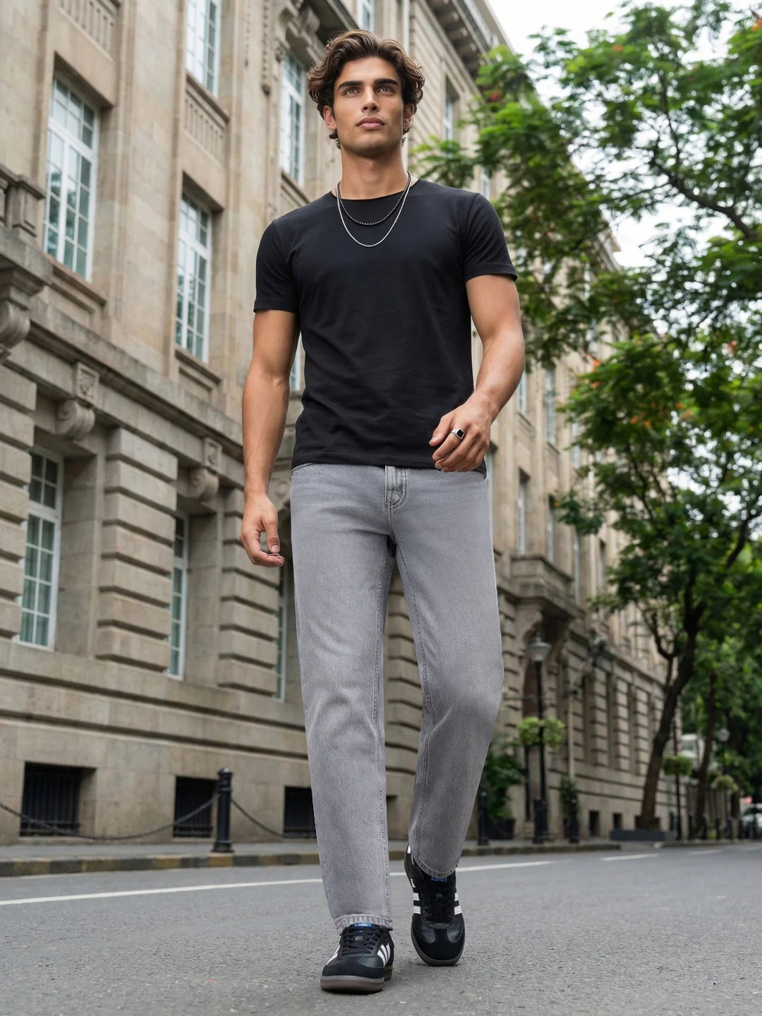 Men's Ice Grey Relaxed Fit Washed Denim Jeans Non-Stretchable - Image 4