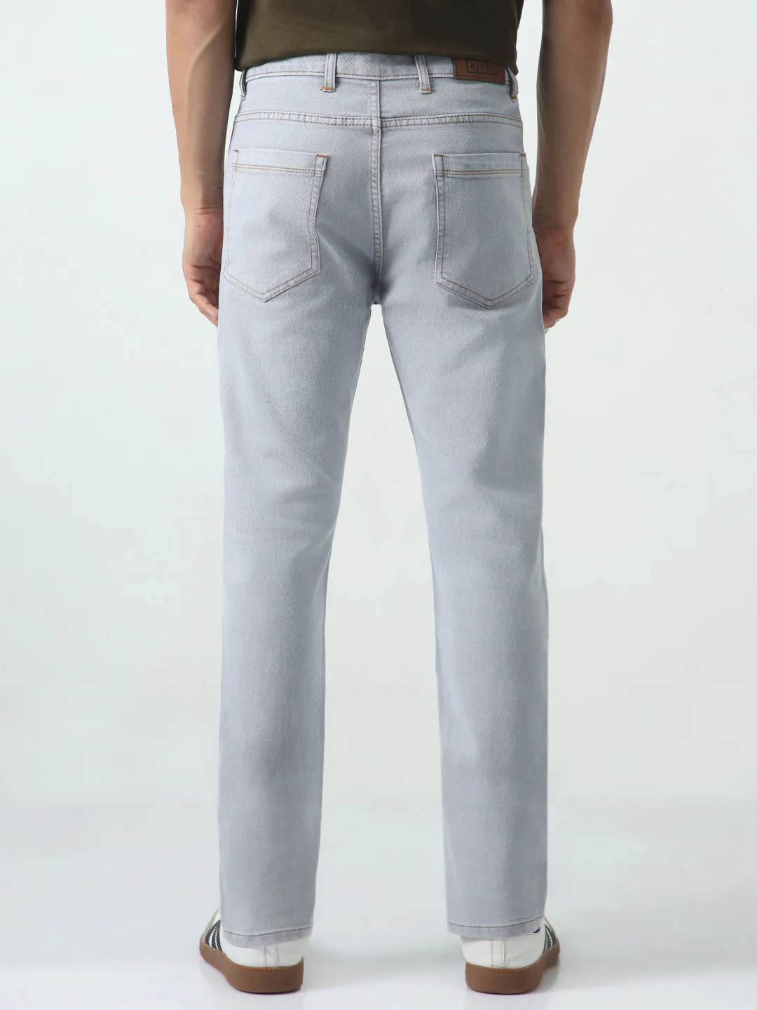 Men's Ice Grey Slim Fit Washed Denim Jeans Stretchable - Image 3