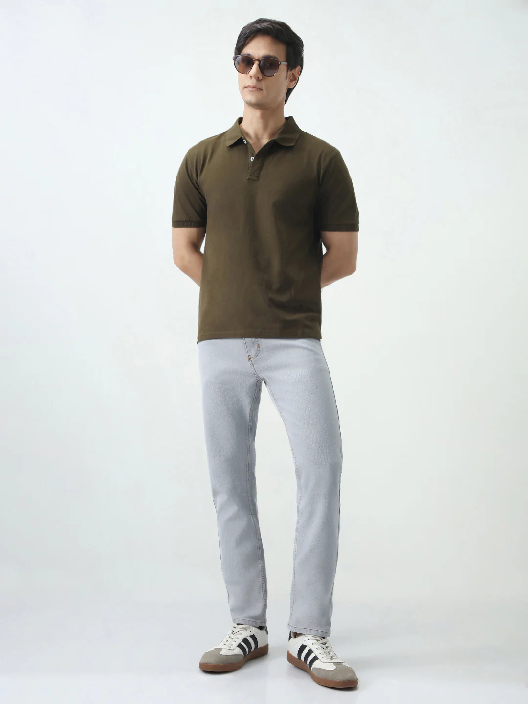 Men's Ice Grey Slim Fit Washed Denim Jeans Stretchable - Image 4