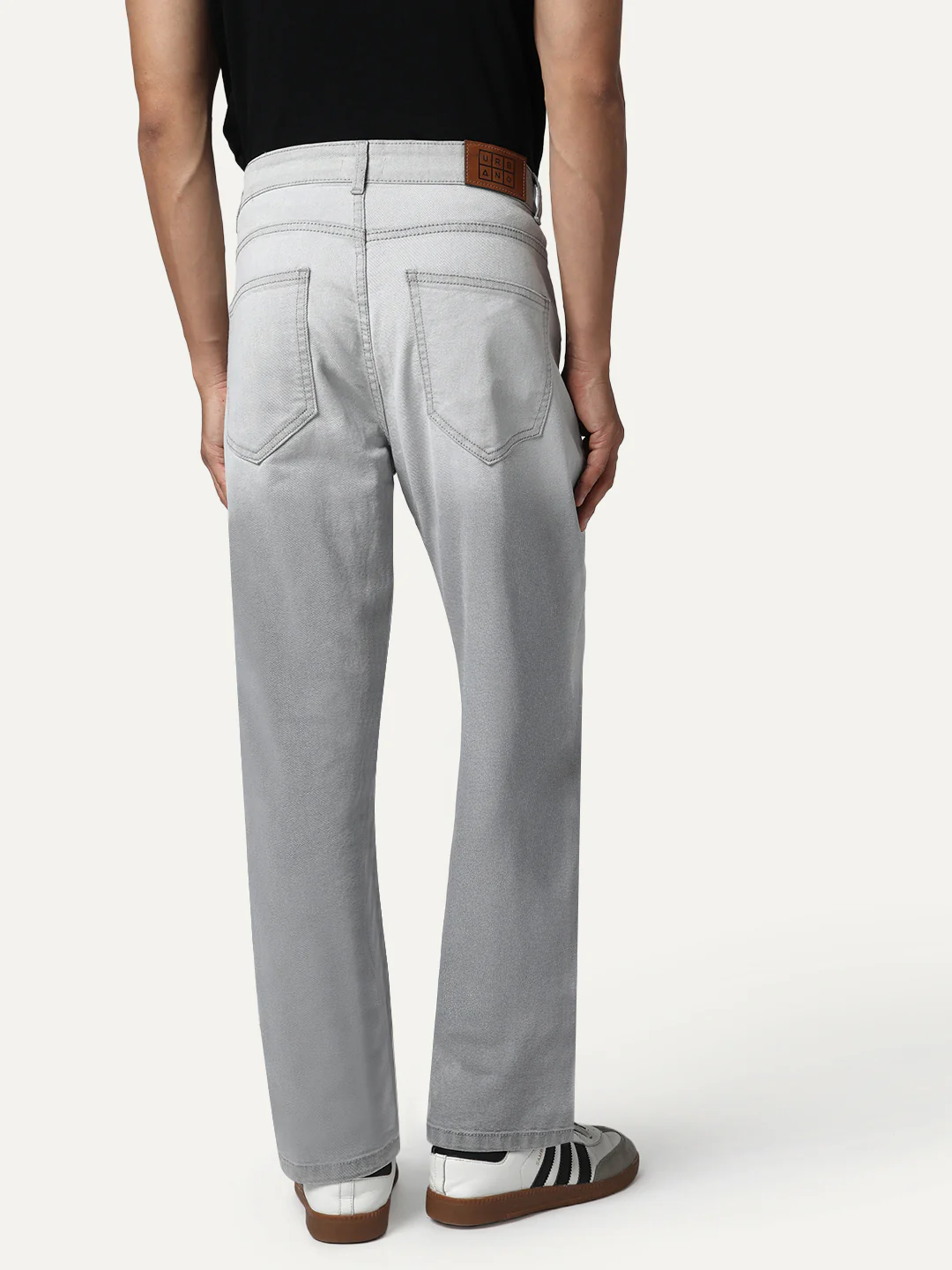 Men's Ice Grey Straight Fit Heavy Washed Faded Denim Jeans Stretchable - Image 4