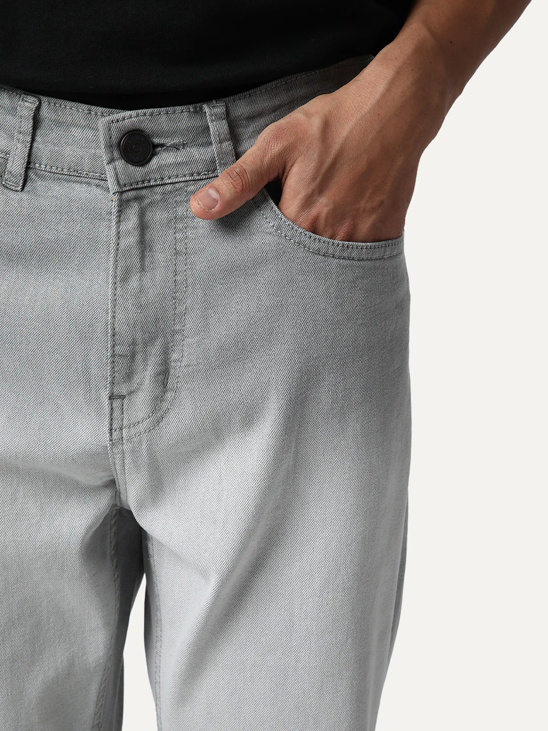 Men's Ice Grey Straight Fit Heavy Washed Faded Denim Jeans Stretchable - Image 6