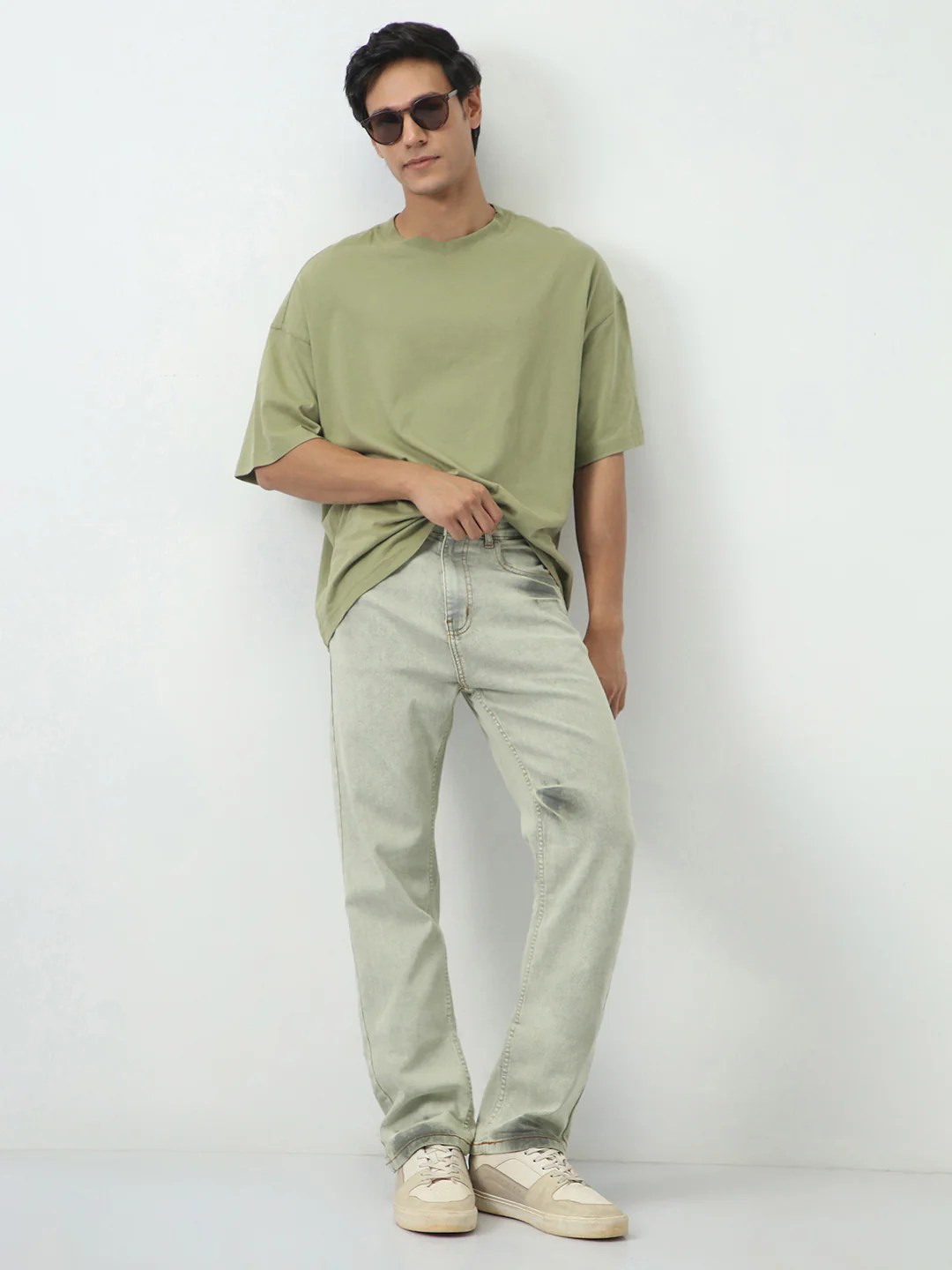 Men's Ice Grey Straight Fit Heavy Washed Jeans Stretchable - Image 4