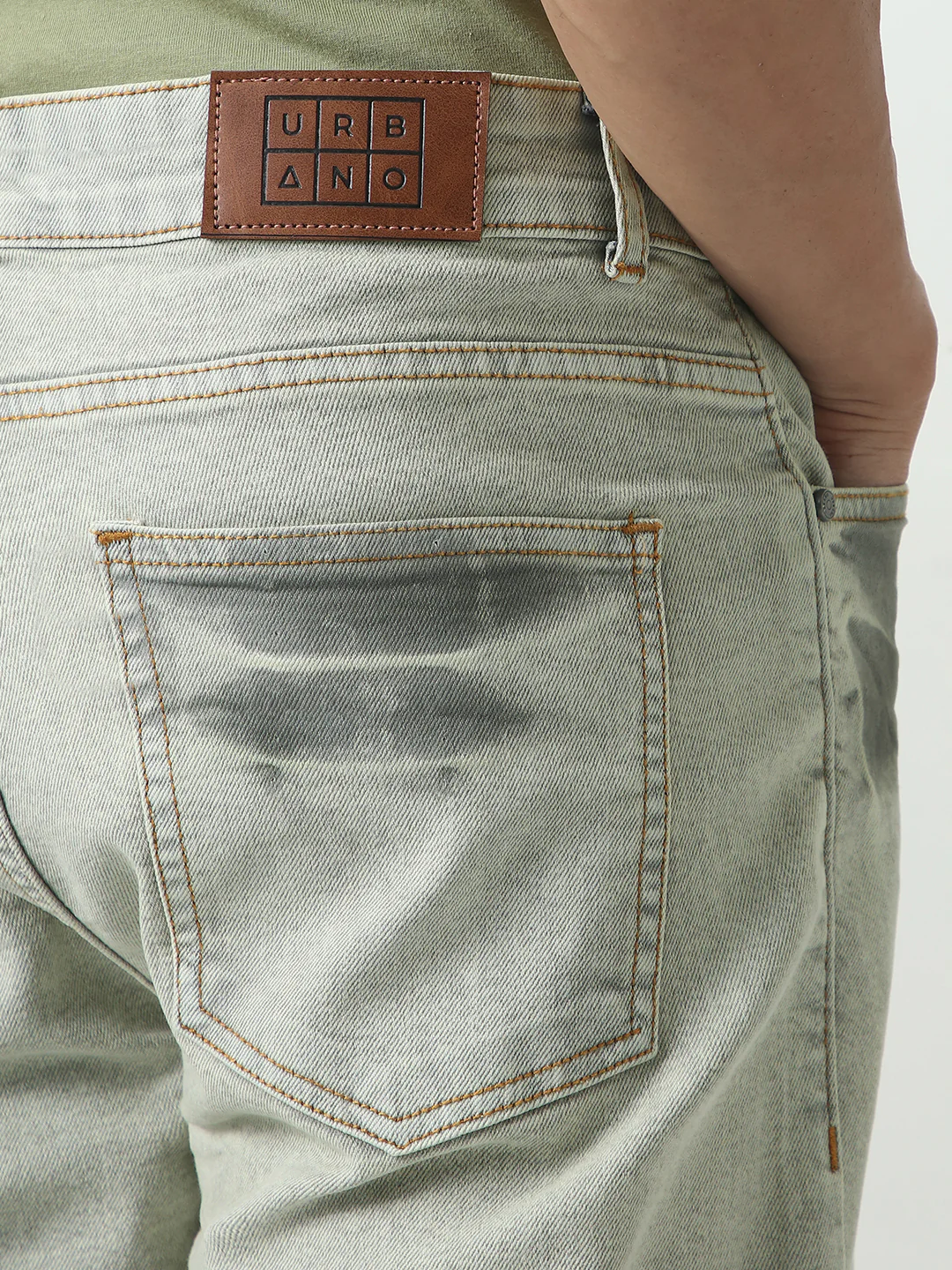 Men's Ice Grey Straight Fit Heavy Washed Jeans Stretchable - Image 6