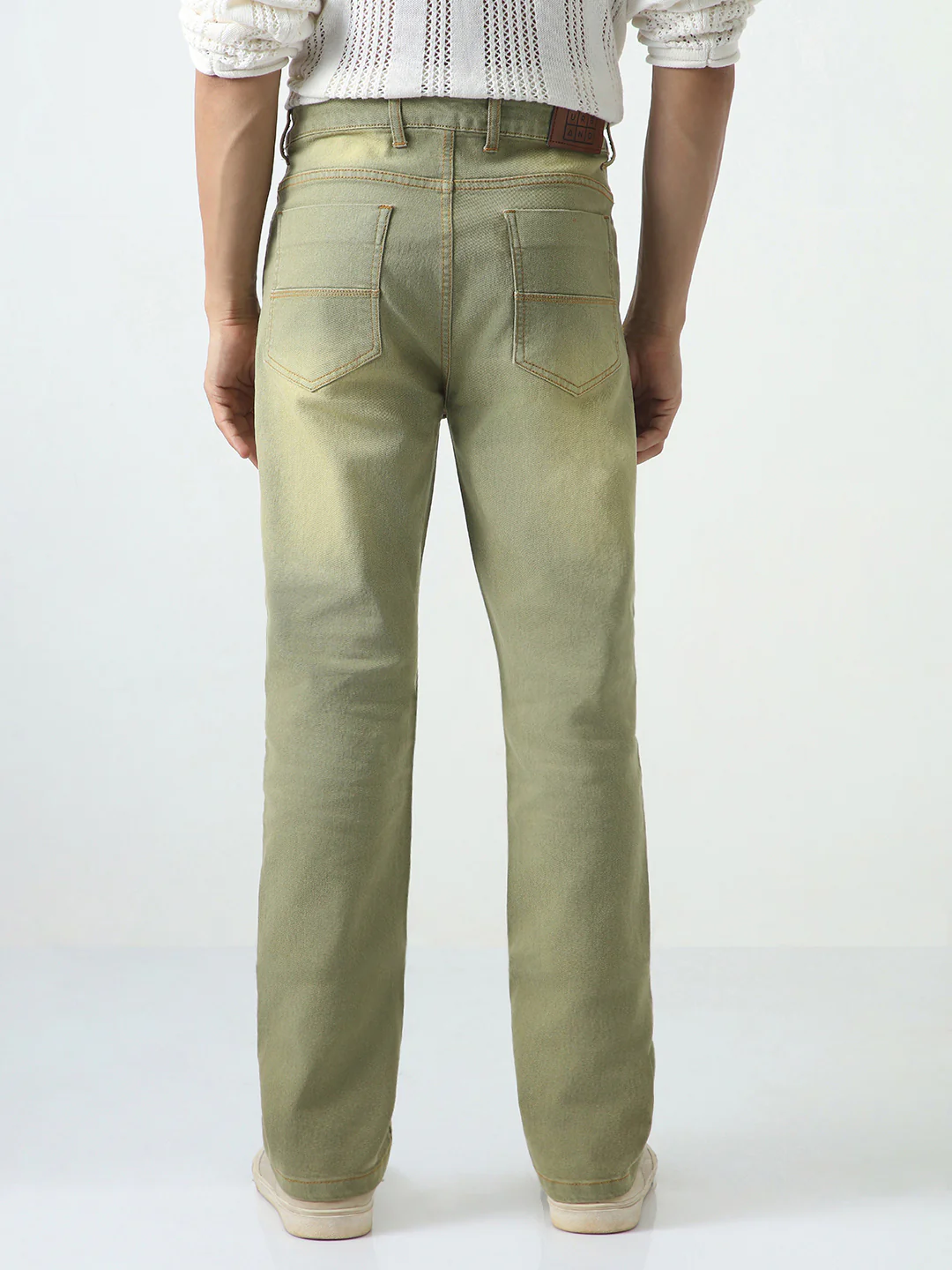 Men's Ice Grey Straight Fit Heavy Washed Jeans Stretchable - Image 3
