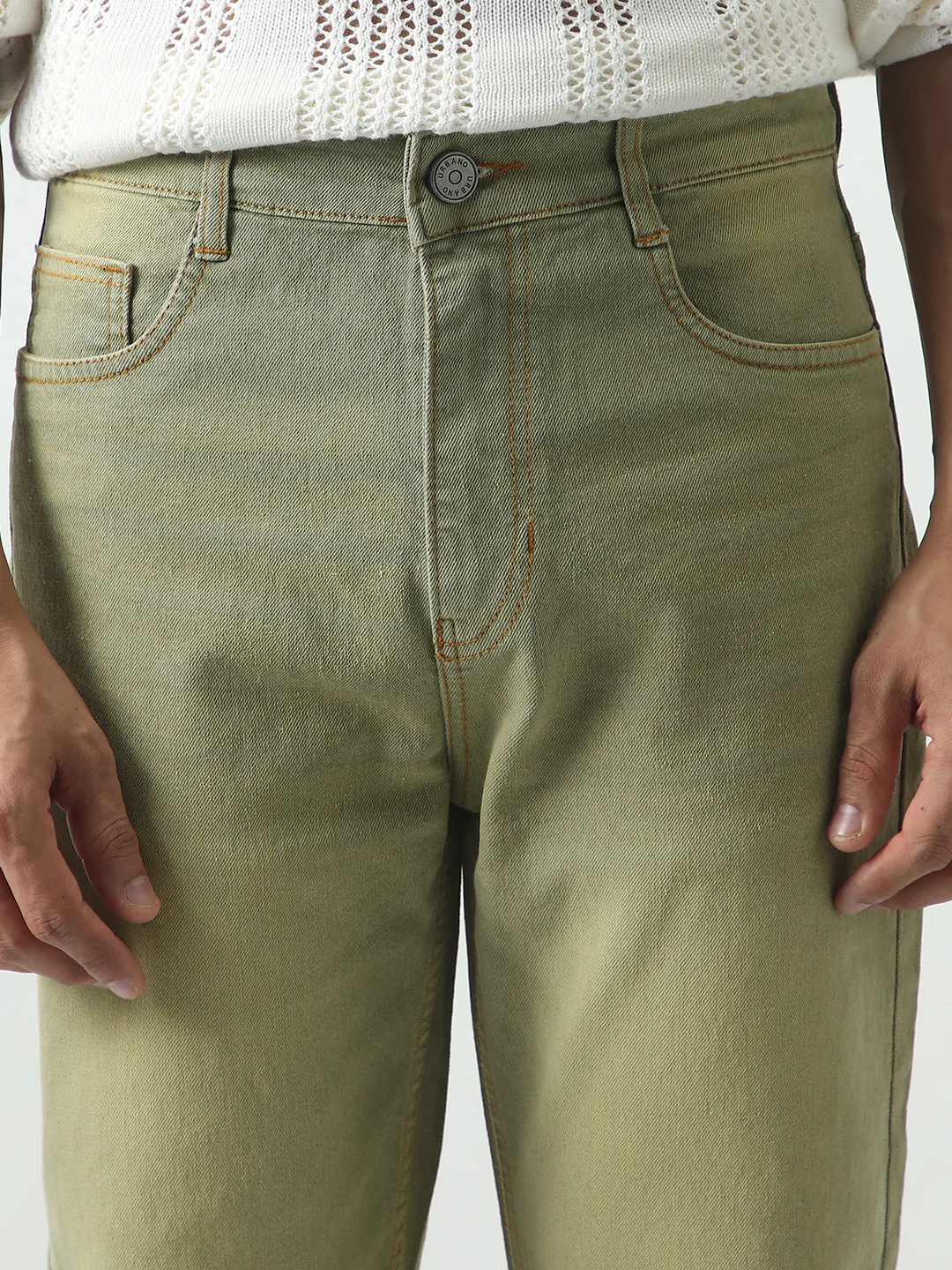 Men's Ice Grey Straight Fit Heavy Washed Jeans Stretchable - Image 5