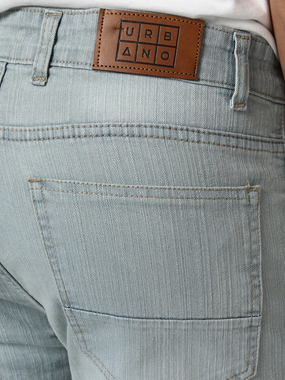 Men's Ice Grey Straight Fit Washed Denim Jeans Stretchable - Image 6