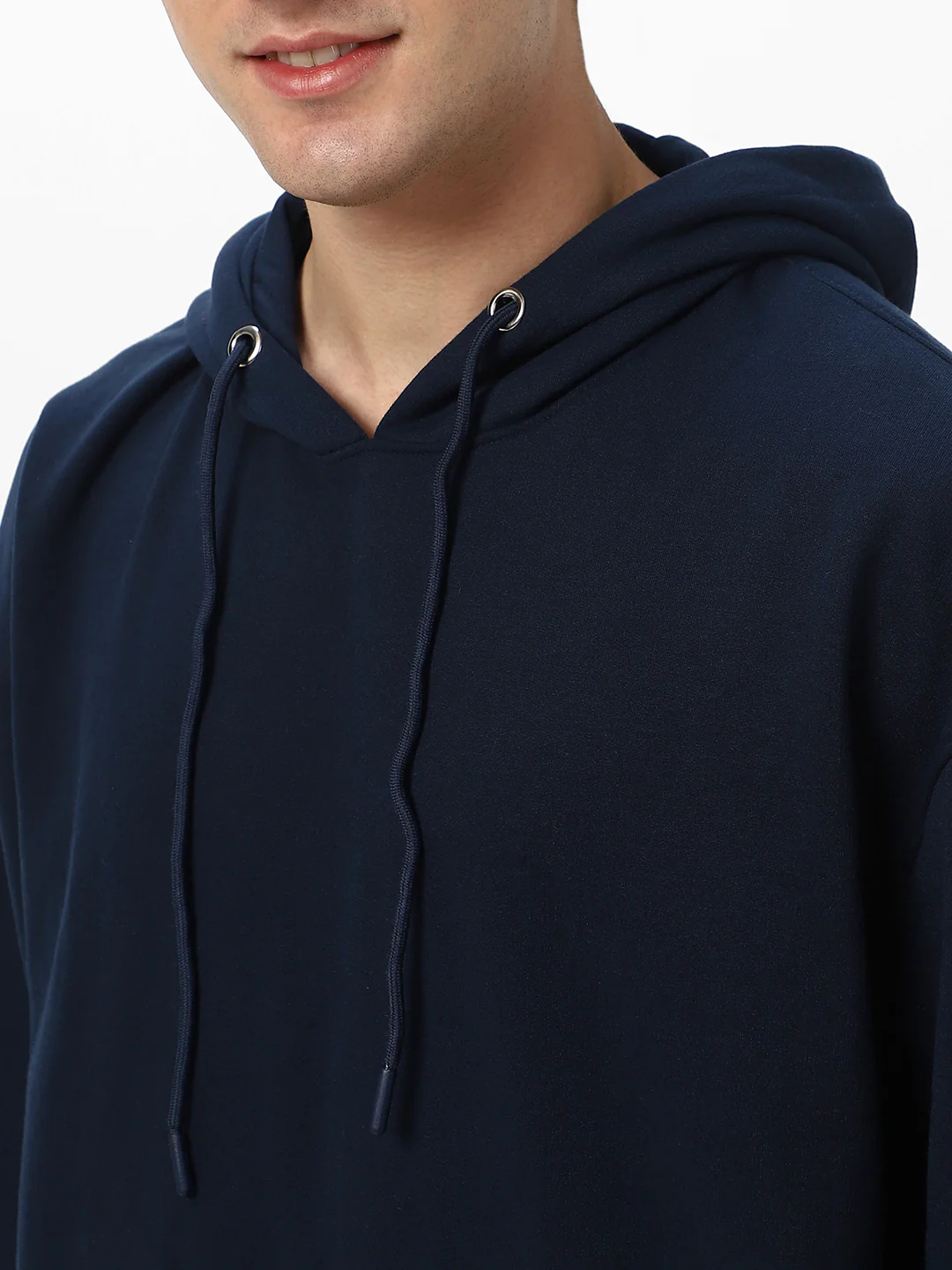 Men's Iris Navy Cotton Solid Oversized Hooded Neck Sweatshirt - Image 7