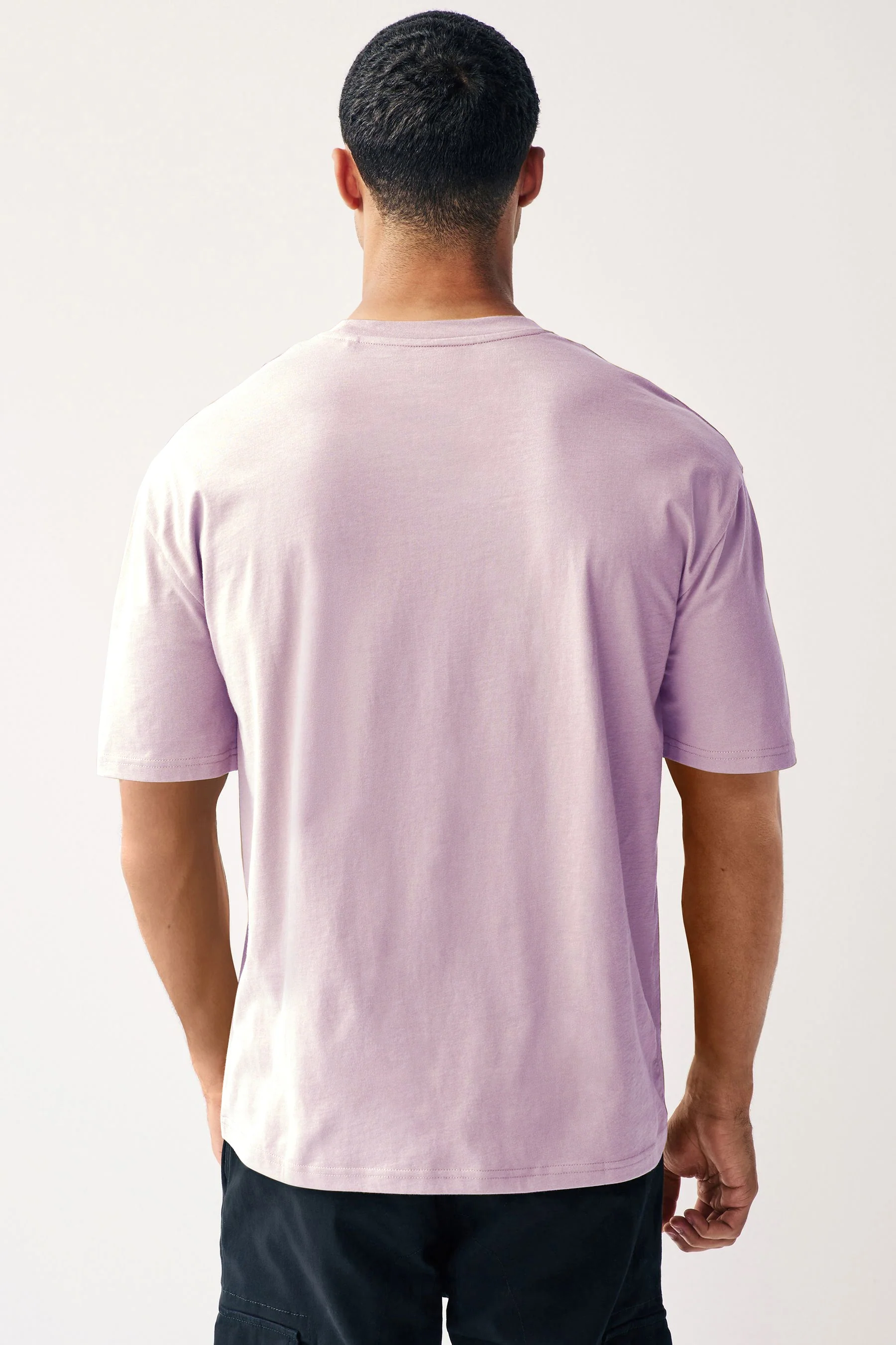 Men's Multicolor Solid Round Neck Oversized Fit Cotton T-Shirts Pack of 3 - Image 5