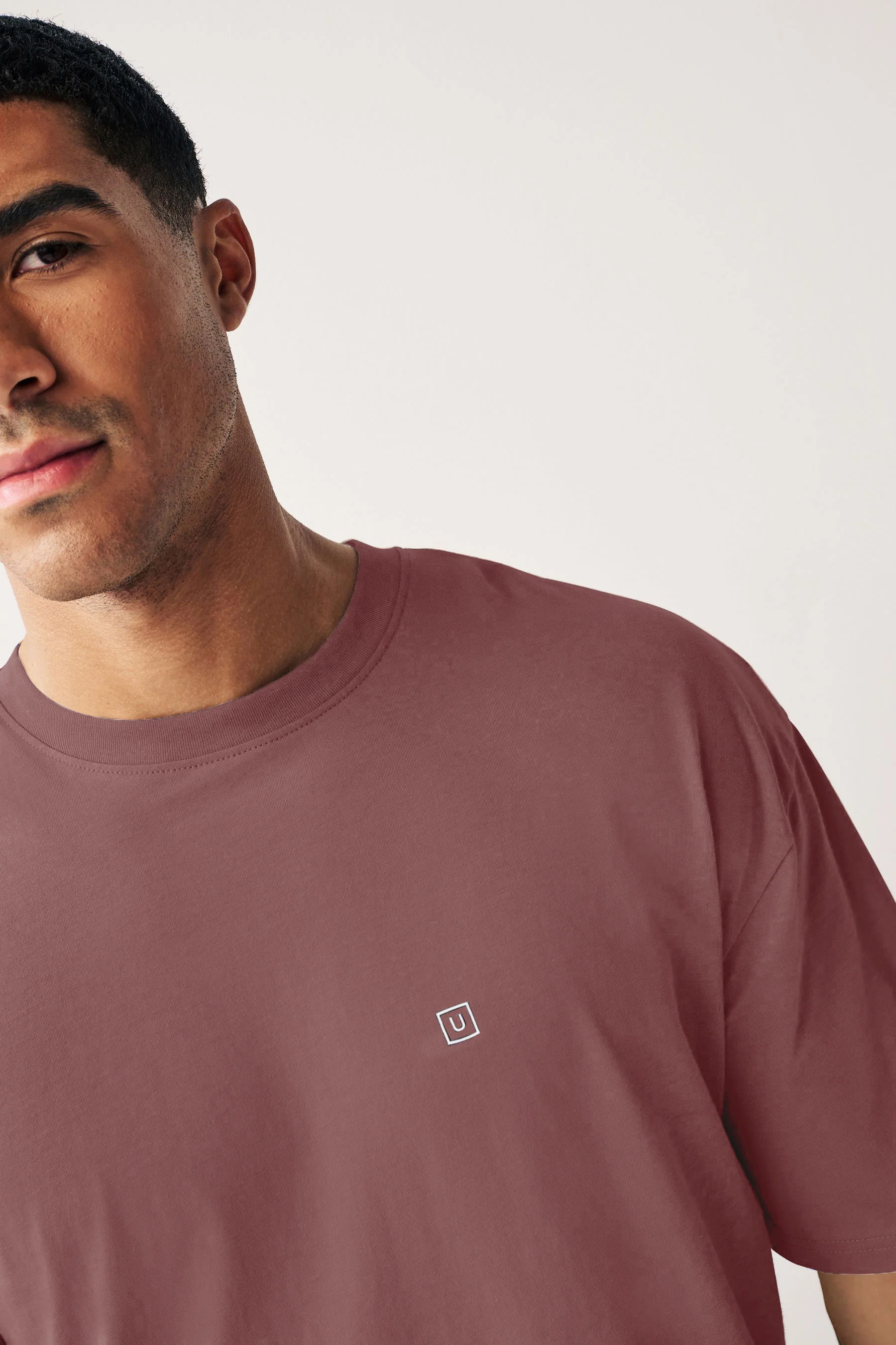 Men's Jet Roan Rogue Pink Solid Round Neck Oversized Half Sleeve Cotton T-Shirt - Image 5