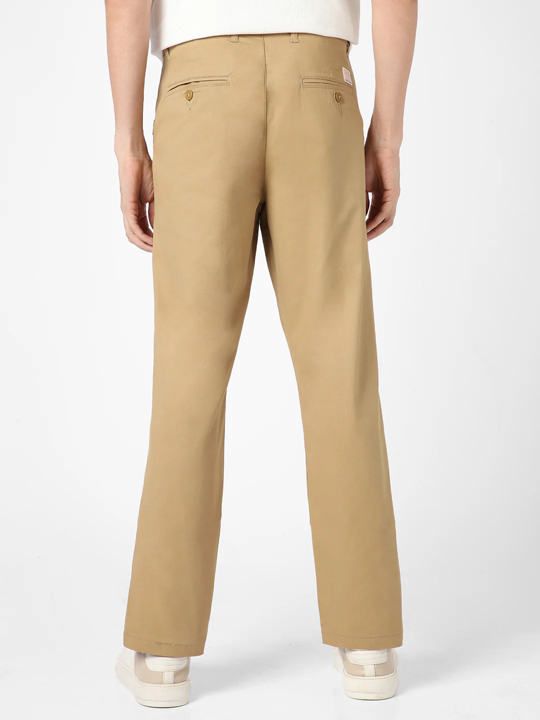 Men's Khaki Cotton Regular Fit Casual Chinos Trousers Stretch - Image 4