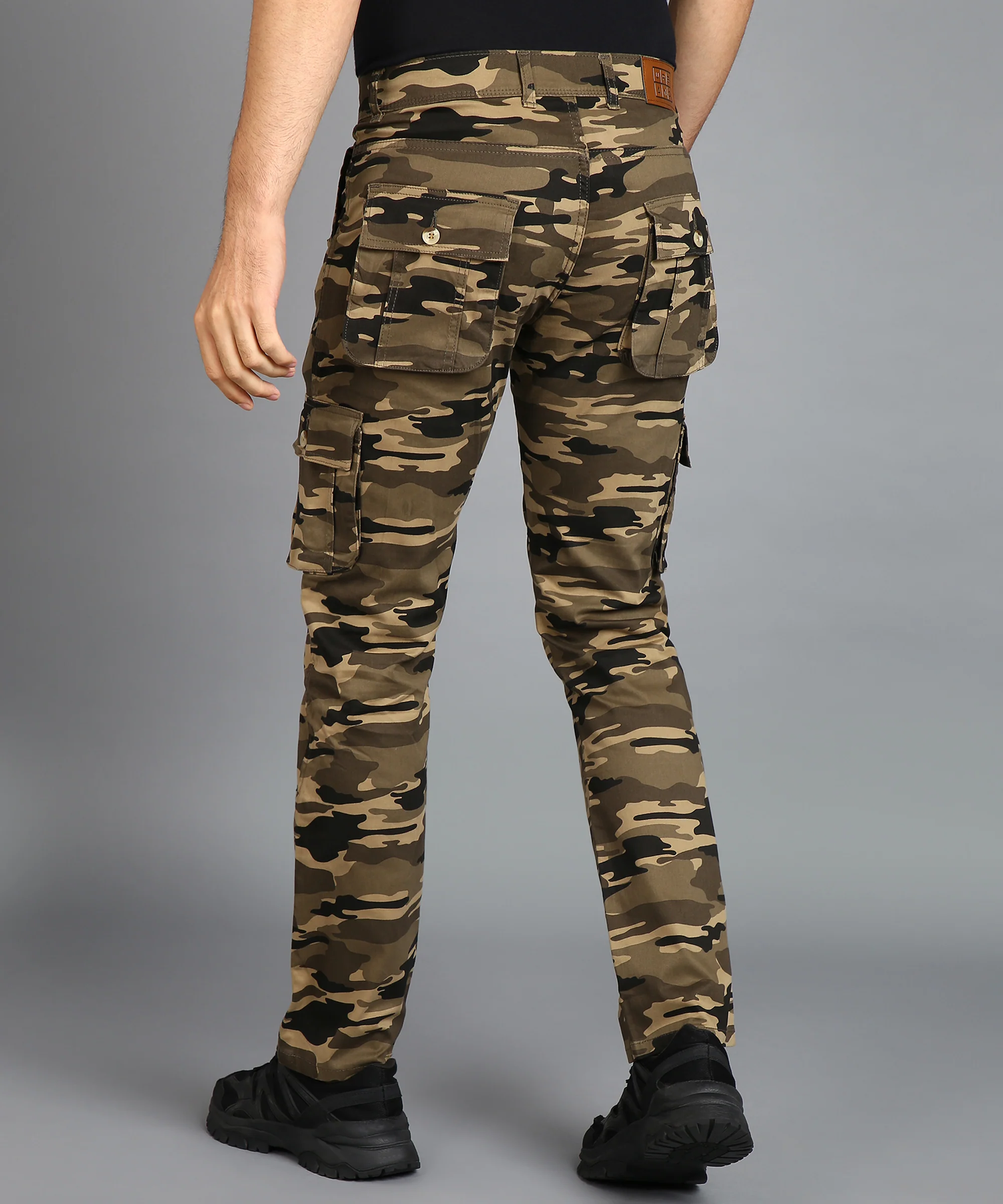 Men's Khaki Regular Fit Military Camouflage Cargo Chino Pant with 6 Pockets - Image 3