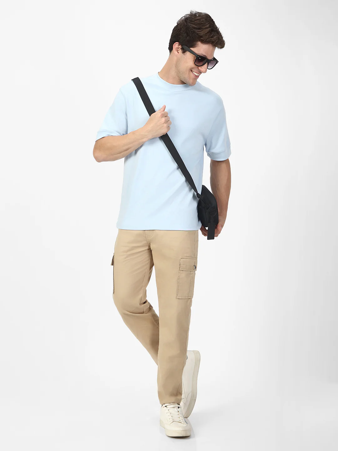 Men's Khaki Regular Fit Solid Cargo Chino Pant with 6 Pockets Stretchable - Image 4