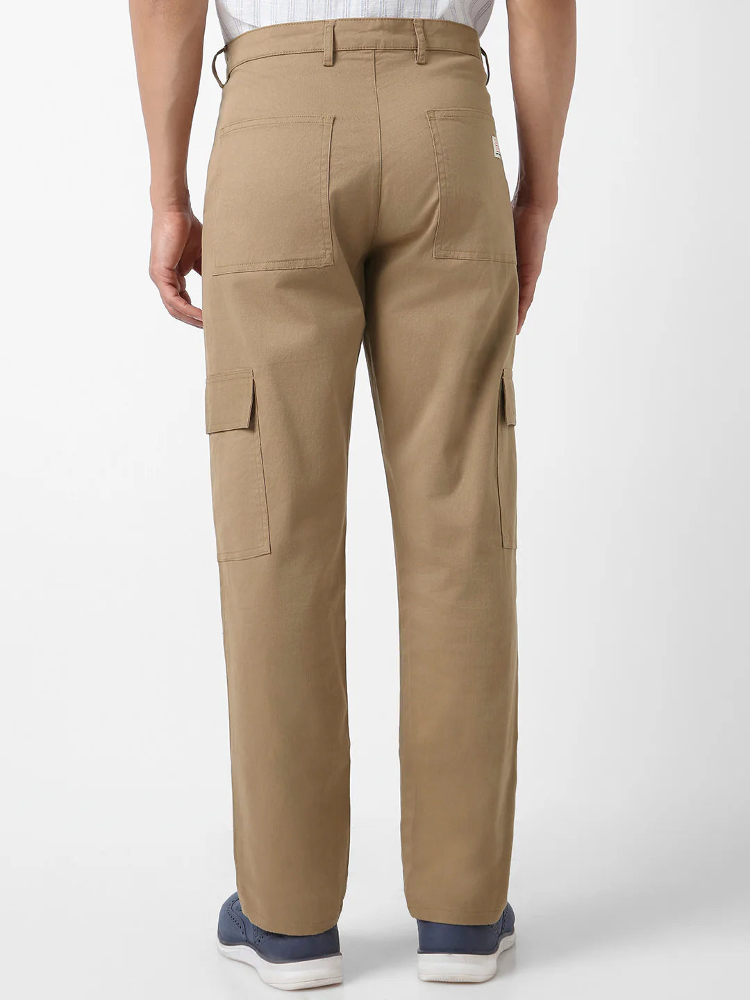Urbano Fashion Men's Khaki Regular Fit Solid Cargo Chino Pant with 6 Pockets Stretchable - Image 3