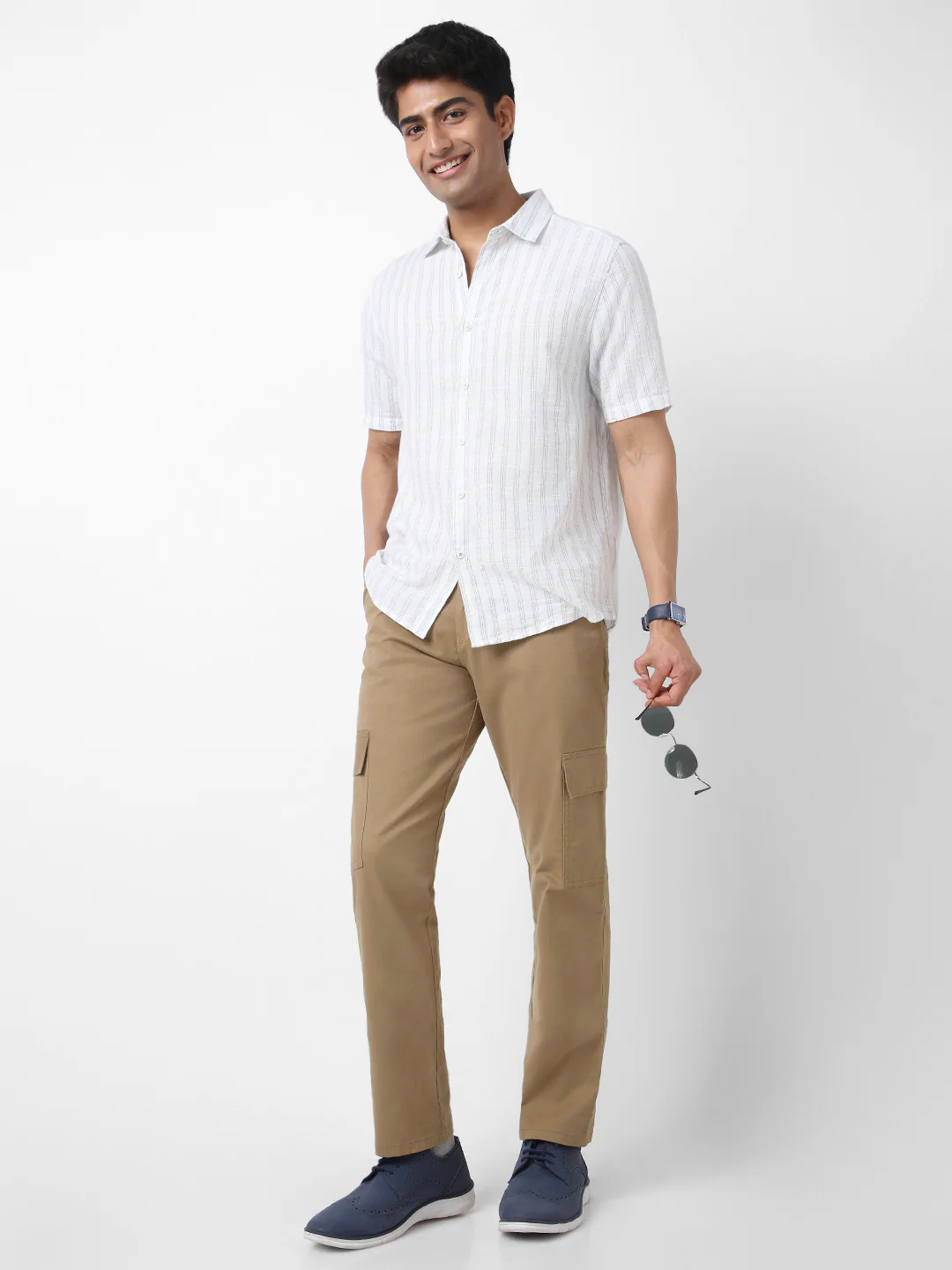 Urbano Fashion Men's Khaki Regular Fit Solid Cargo Chino Pant with 6 Pockets Stretchable - Image 4