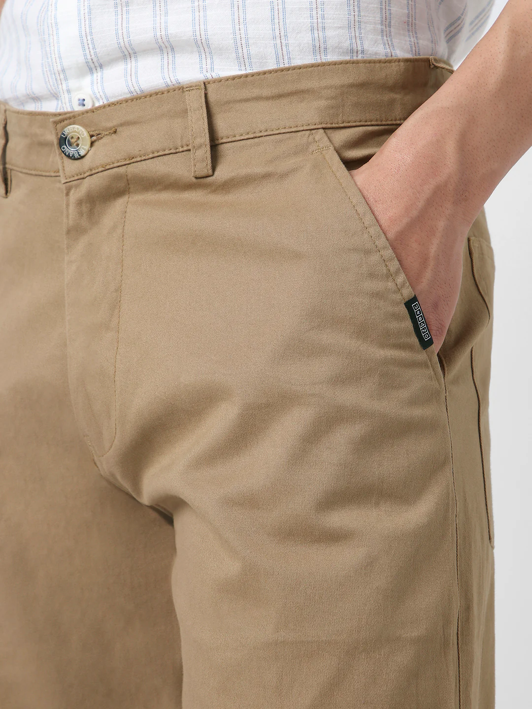 Urbano Fashion Men's Khaki Regular Fit Solid Cargo Chino Pant with 6 Pockets Stretchable - Image 6
