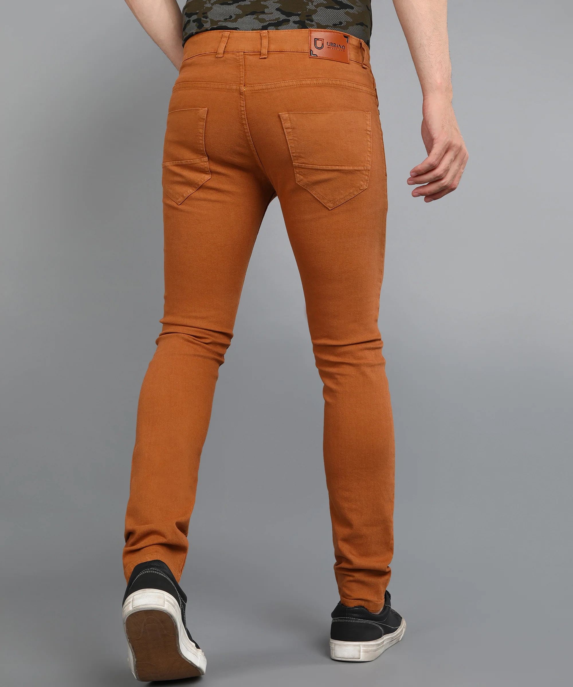 Men's Khaki Slim Fit Washed Jeans Stretchable - Image 2