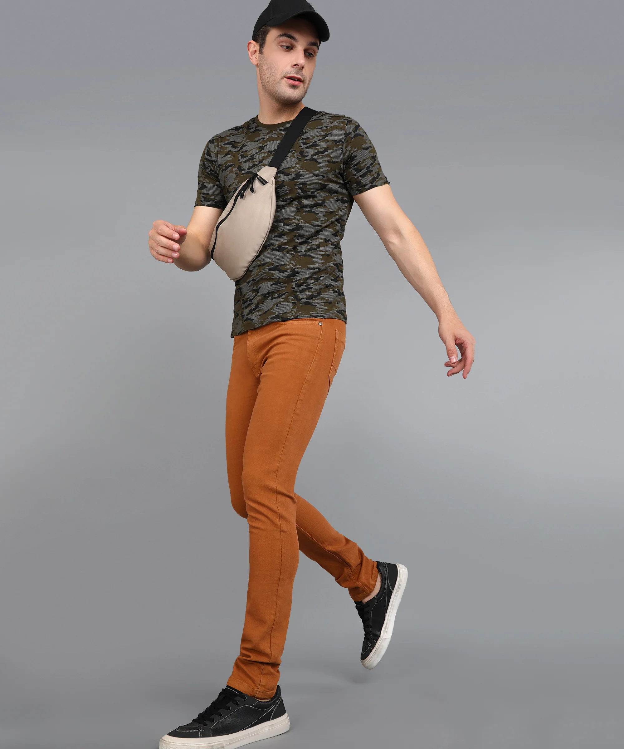 Men's Khaki Slim Fit Washed Jeans Stretchable - Image 3