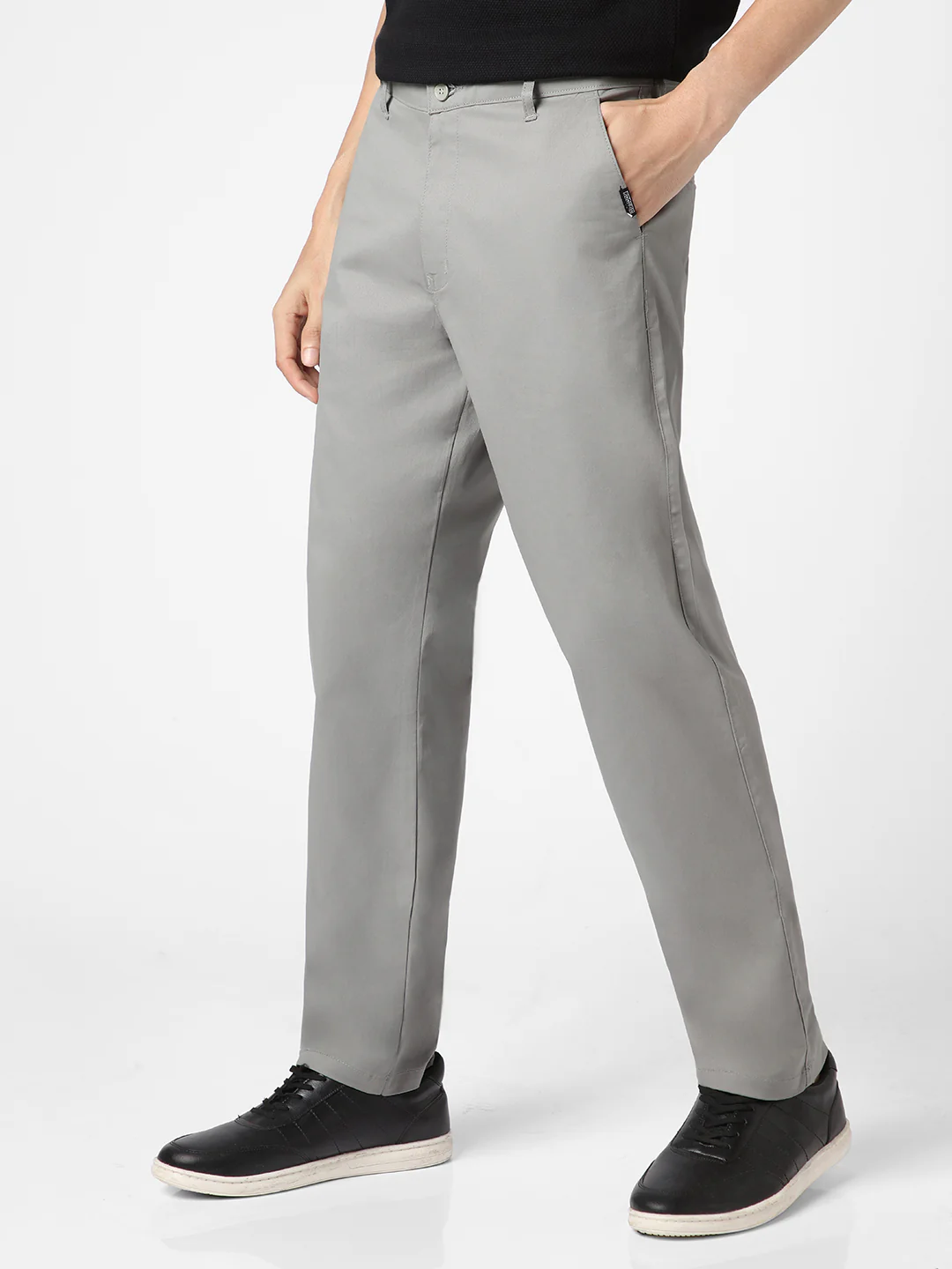Men's Light Blue Cotton Regular Fit Casual Chinos Trousers Stretch - Image 2