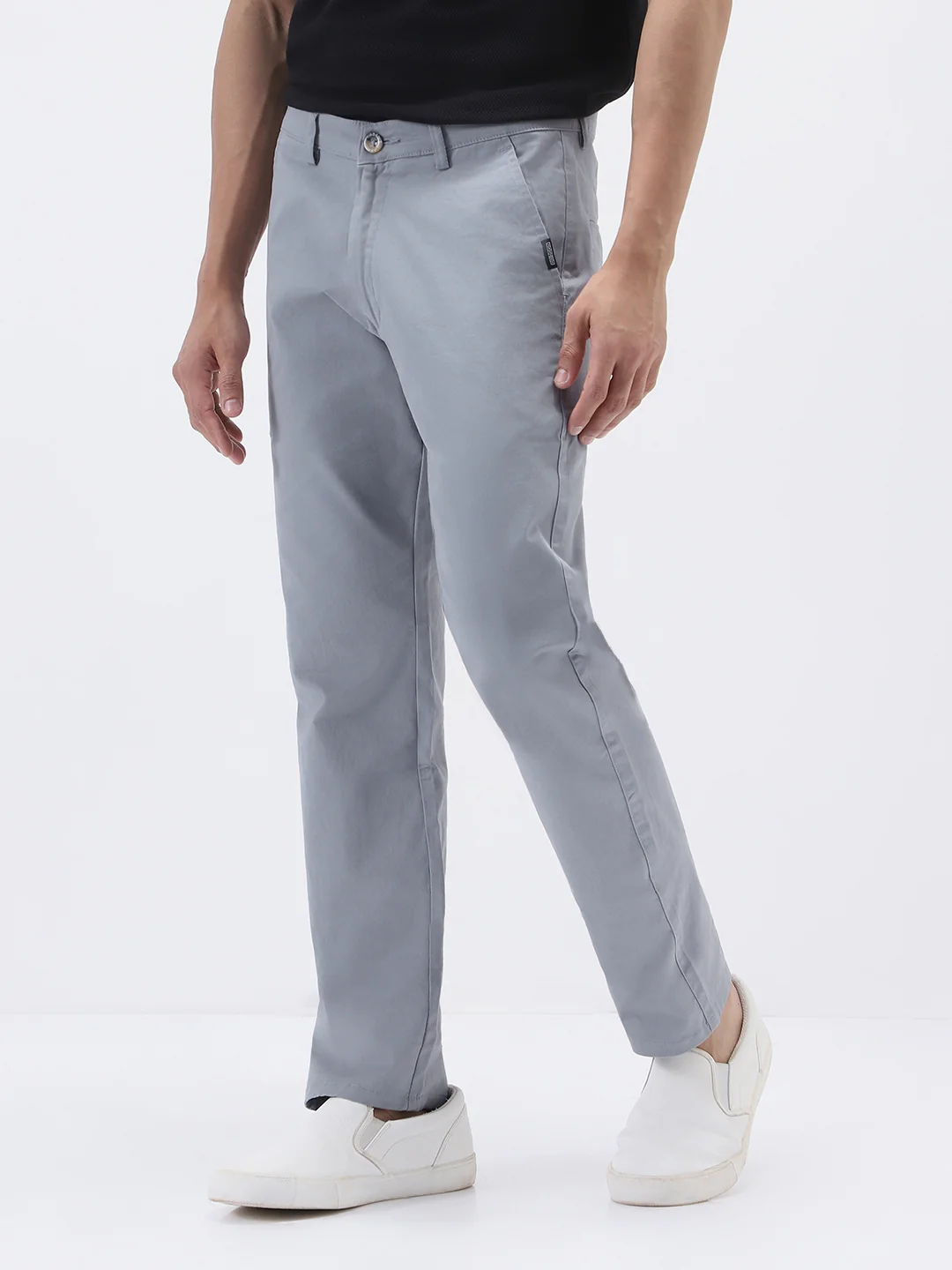 Men's Light Blue Cotton Slim Fit Casual Chinos Trousers Stretch - Image 3