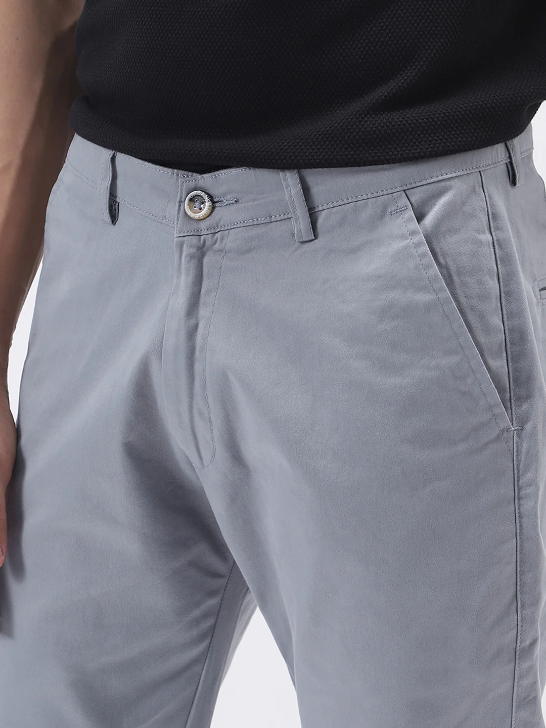Men's Light Blue Cotton Slim Fit Casual Chinos Trousers Stretch - Image 6