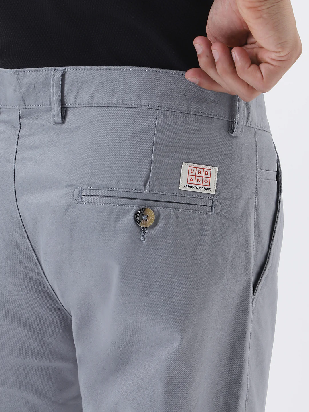 Men's Light Blue Cotton Slim Fit Casual Chinos Trousers Stretch - Image 7