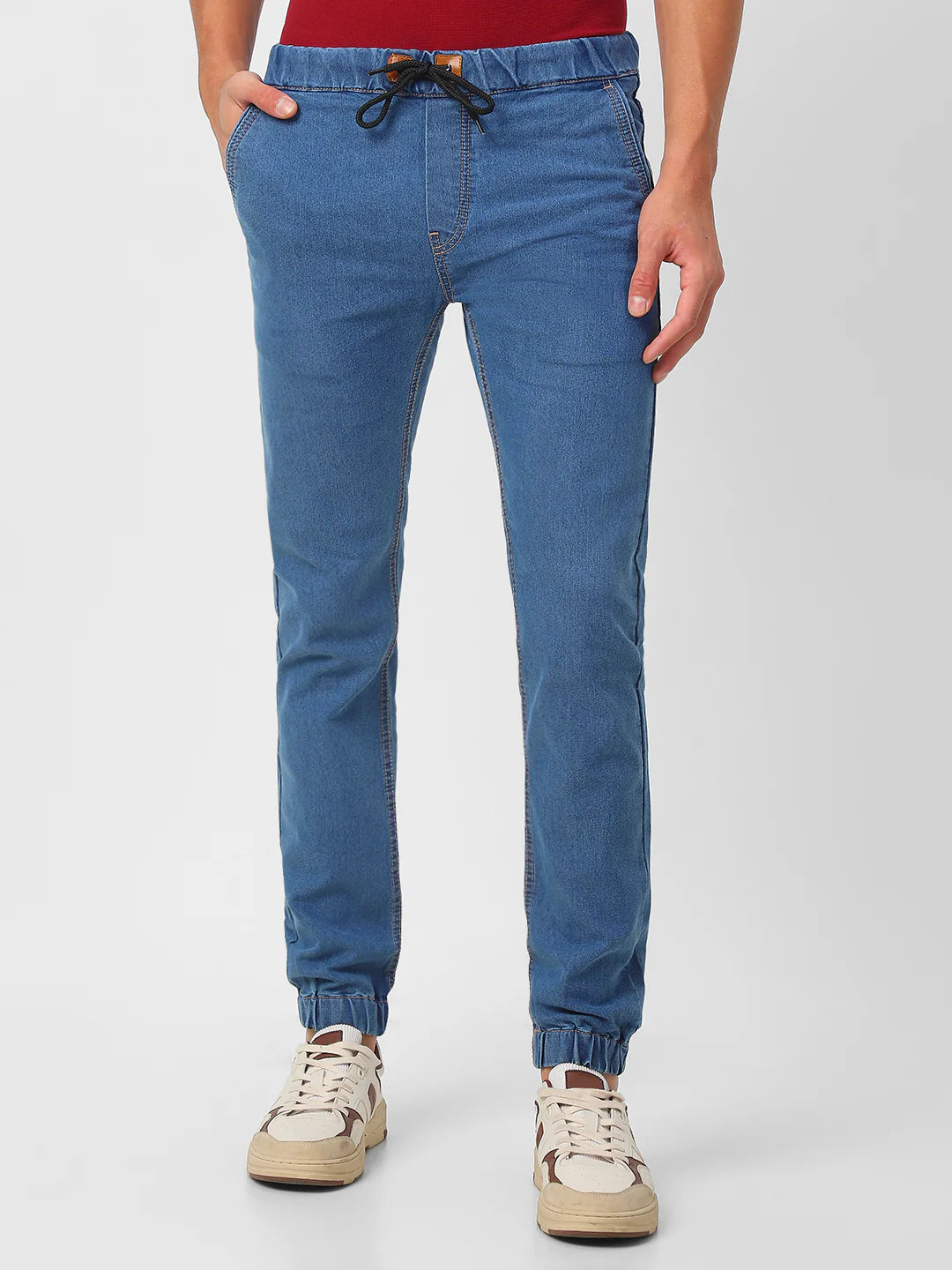 Men's Light Blue Jogger Jeans Slim Fit Stretch - Image 2
