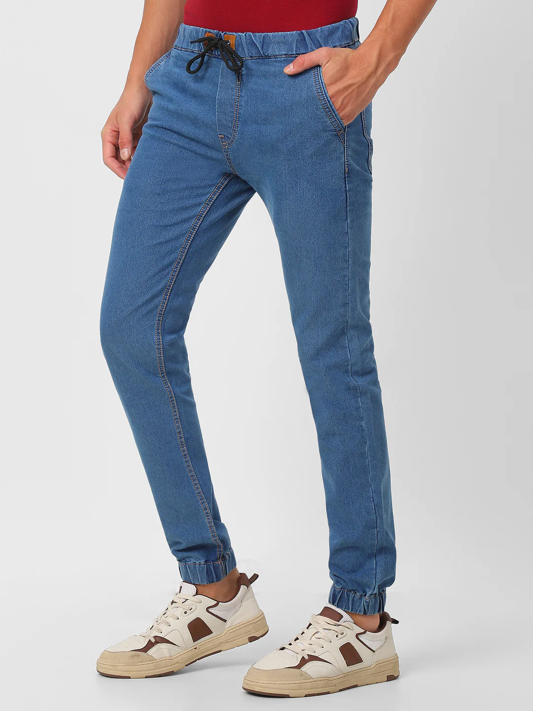 Men's Light Blue Jogger Jeans Slim Fit Stretch - Image 3