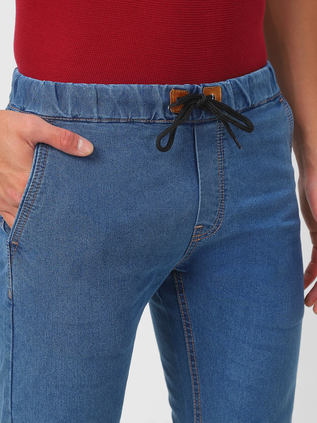 Men's Light Blue Jogger Jeans Slim Fit Stretch - Image 6