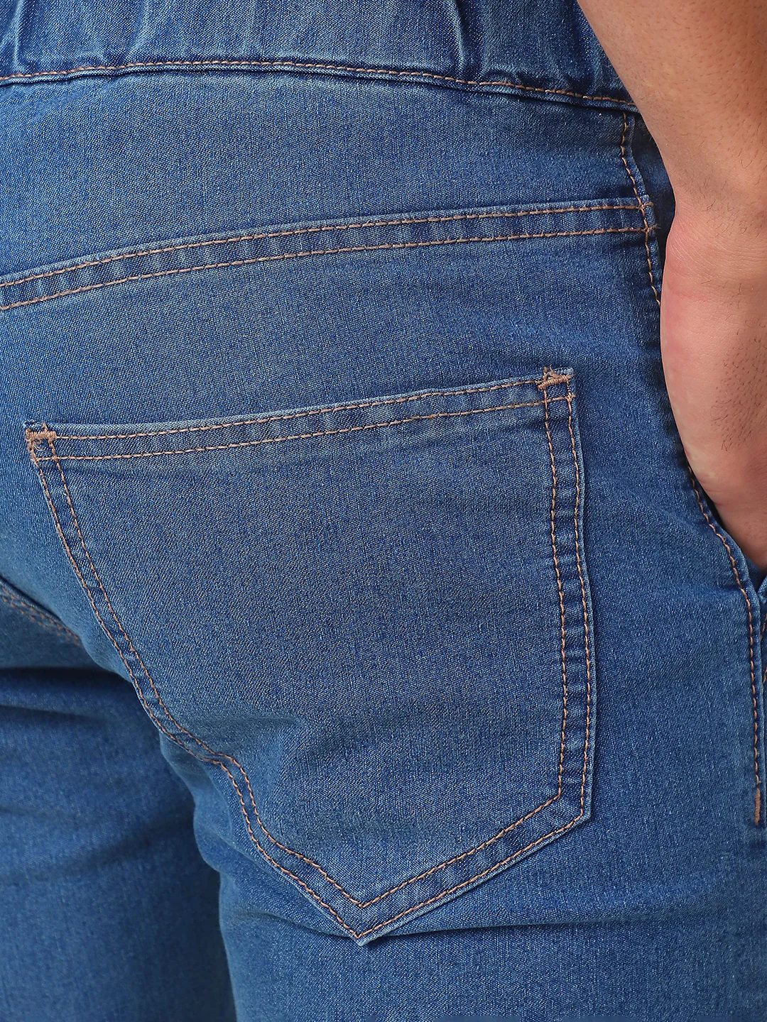 Men's Light Blue Jogger Jeans Slim Fit Stretch - Image 7