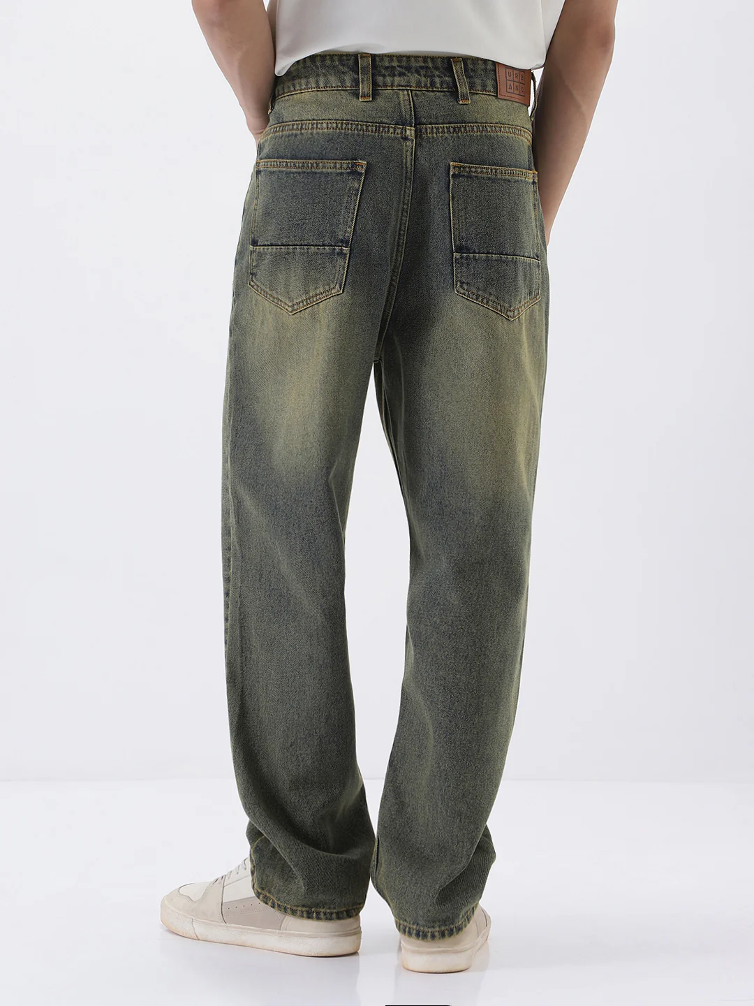 Men's Light Blue Loose Baggy Fit Heavy Washed Jeans Non-Stretchable - Image 4
