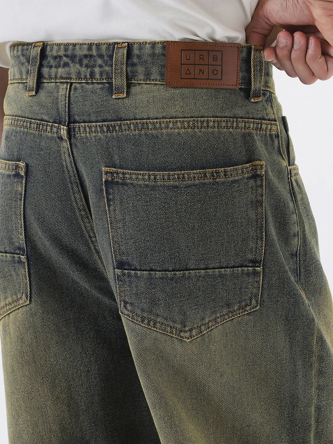 Men's Light Blue Loose Baggy Fit Heavy Washed Jeans Non-Stretchable - Image 7