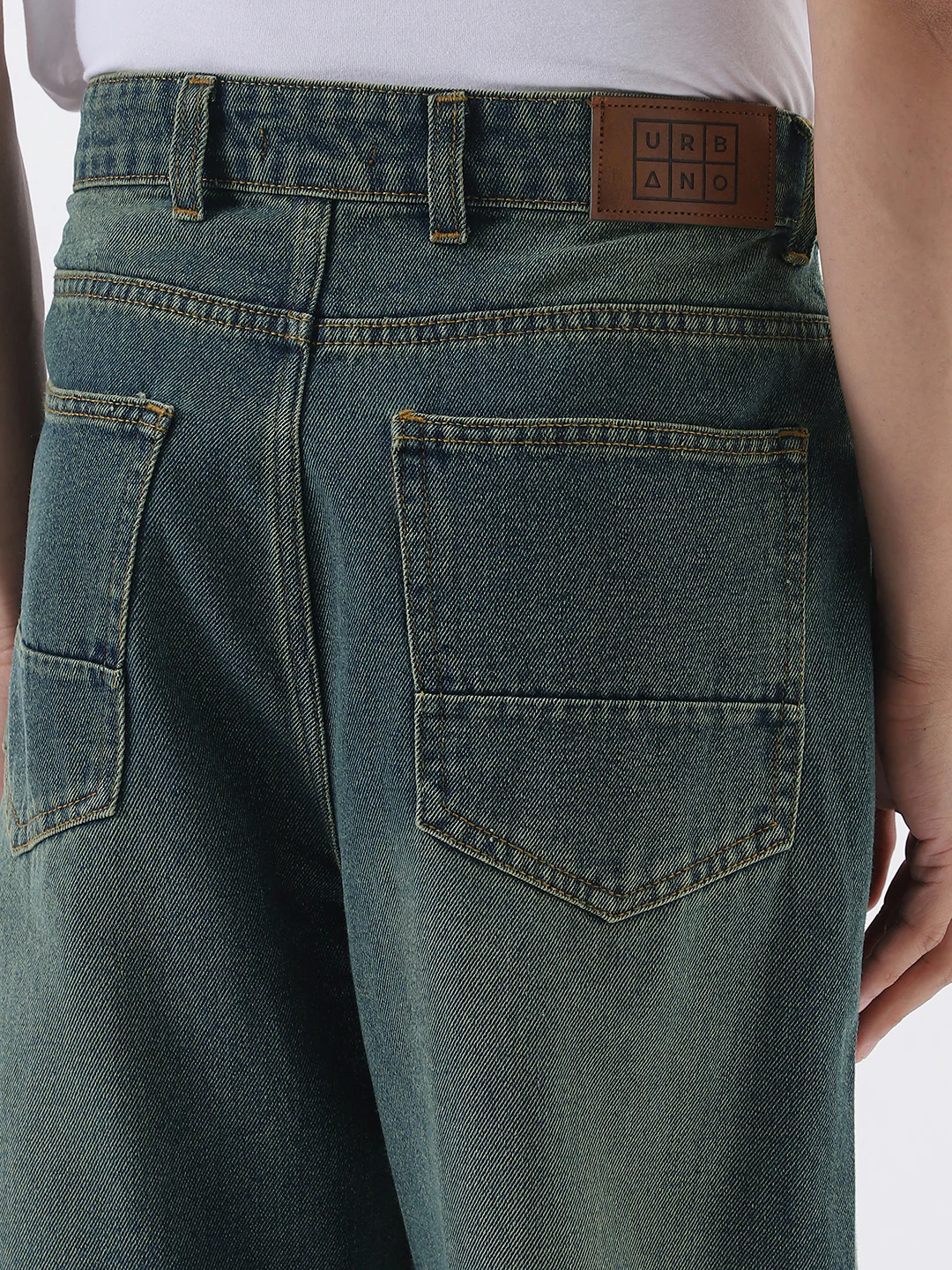 Men's Light Blue Loose Baggy Fit Heavy Washed Jeans Non-Stretchable - Image 7