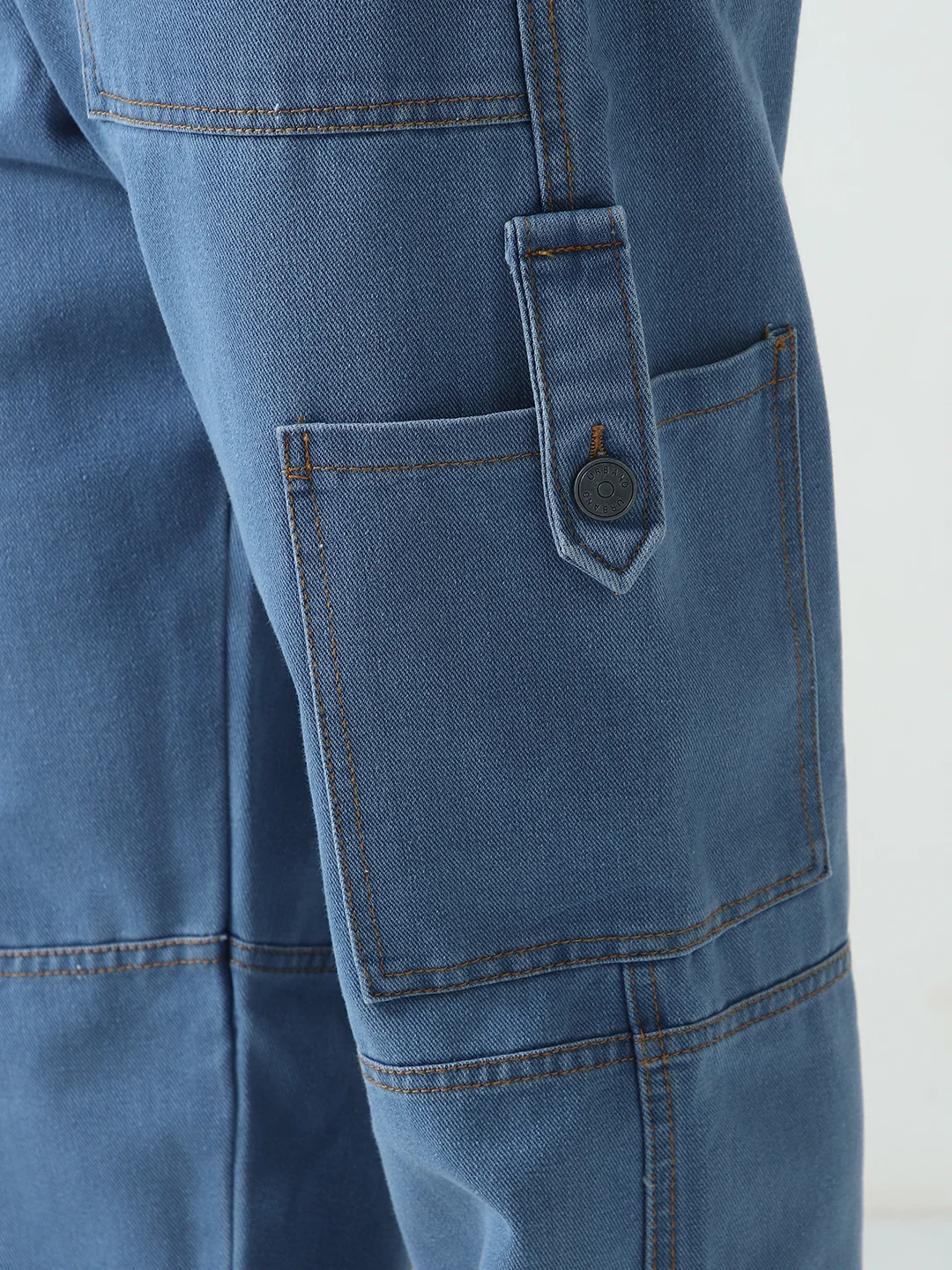 Men's Light Blue Loose Baggy Fit Washed Cargo Jeans with 6 Pockets Non-Stretchable - Image 6