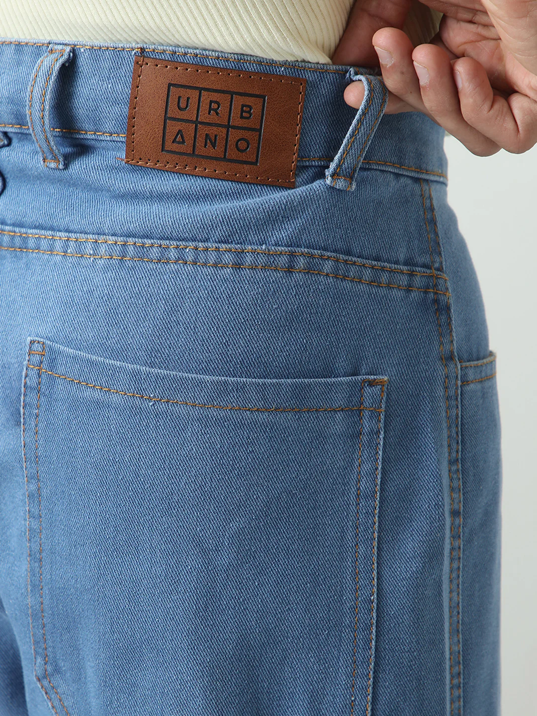 Men's Light Blue Loose Baggy Fit Washed Cargo Jeans with 6 Pockets Non-Stretchable - Image 7