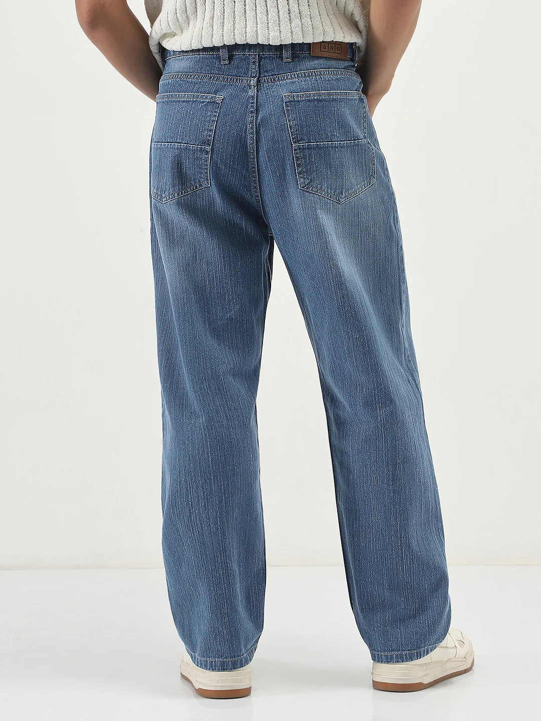 Men's Light Blue Loose Baggy Fit Washed Denim Jeans Non-Stretchable - Image 3