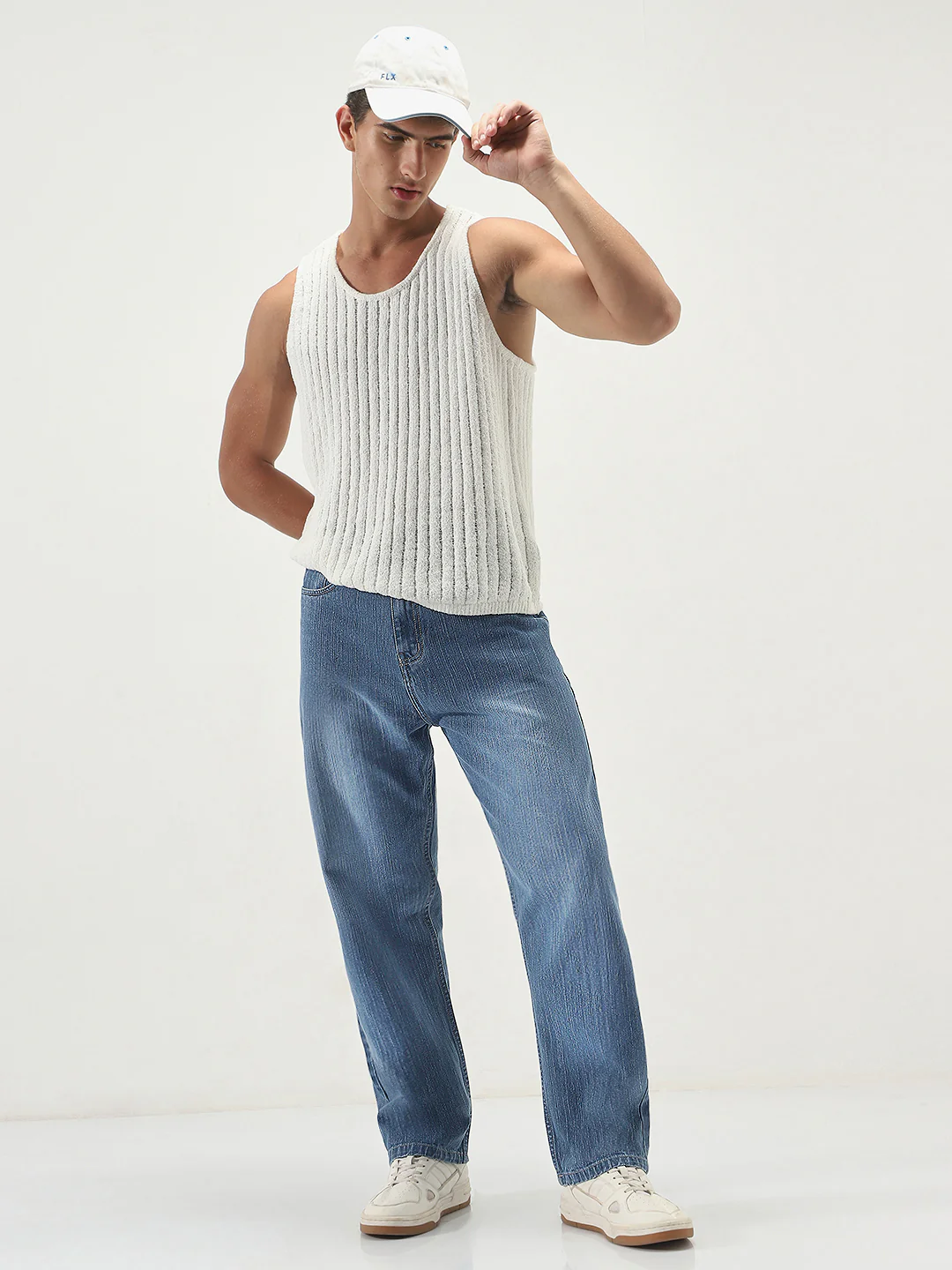 Men's Light Blue Loose Baggy Fit Washed Denim Jeans Non-Stretchable - Image 4