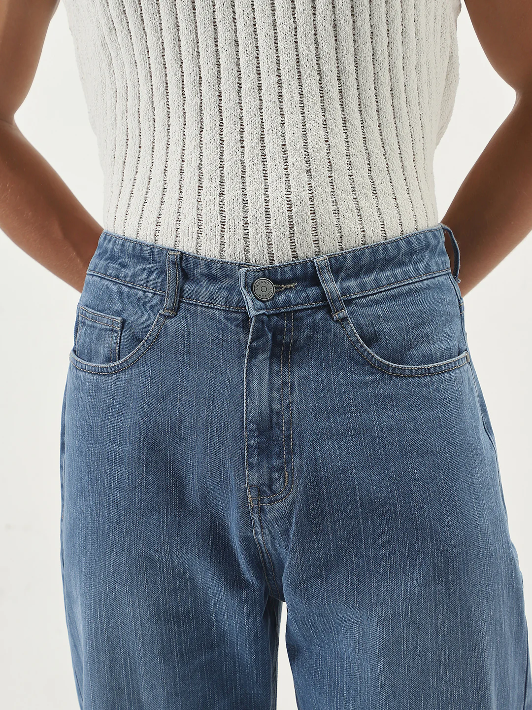 Men's Light Blue Loose Baggy Fit Washed Denim Jeans Non-Stretchable - Image 5