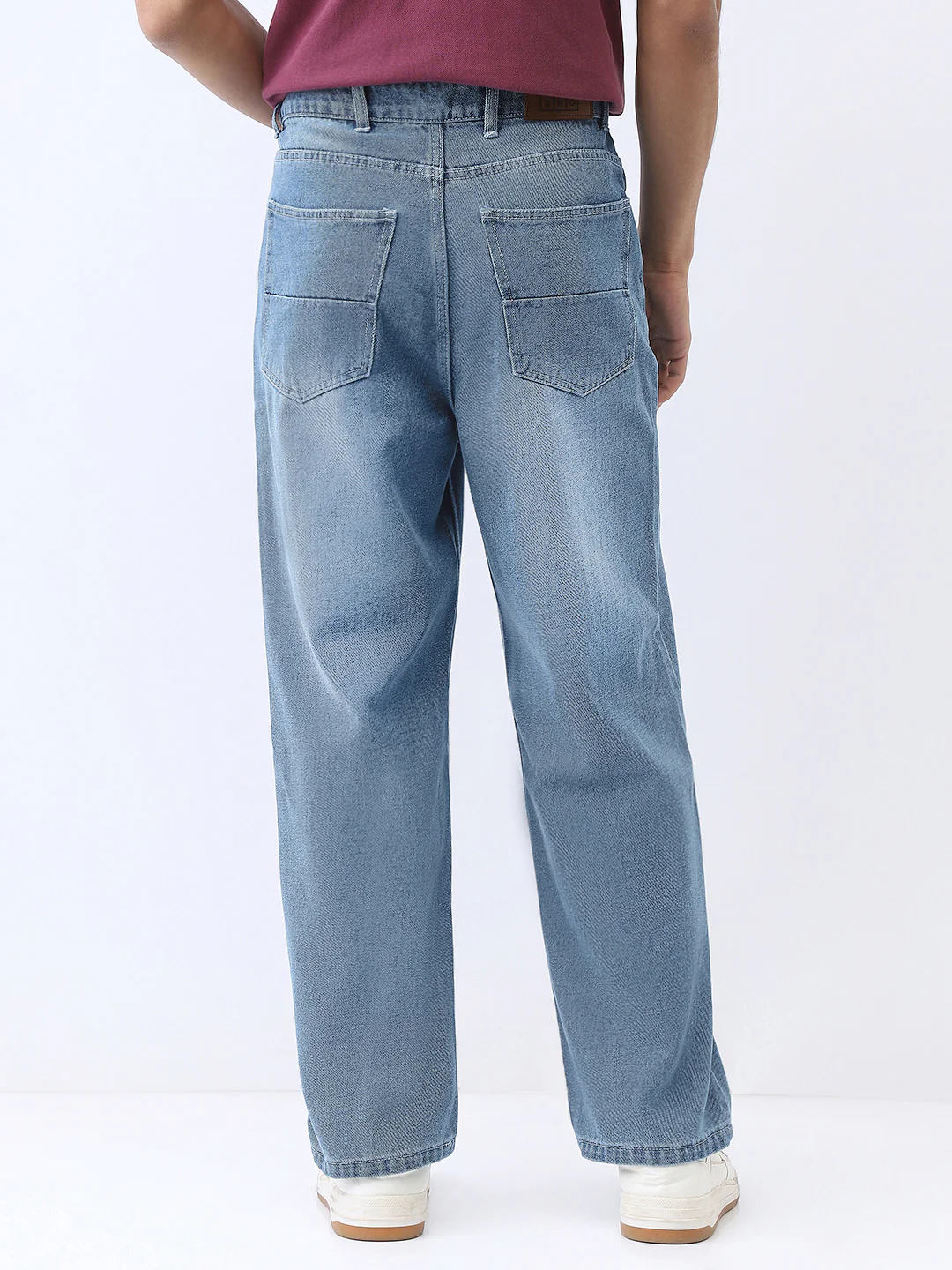 Men's Light Blue Loose Baggy Fit Washed Jeans Non-Stretchable - Image 4