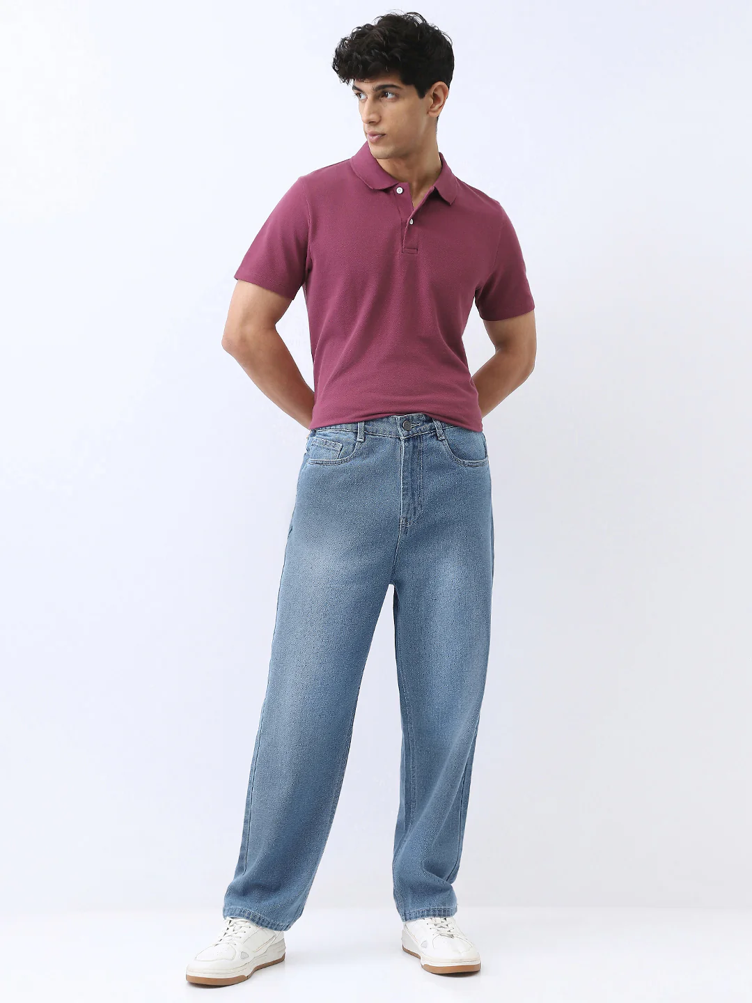 Men's Light Blue Loose Baggy Fit Washed Jeans Non-Stretchable - Image 5